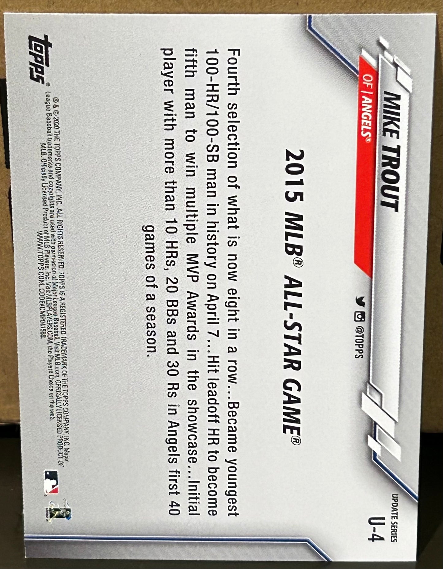+ Mike Trout 2020 Topps Update Card #U-4 ANGELS