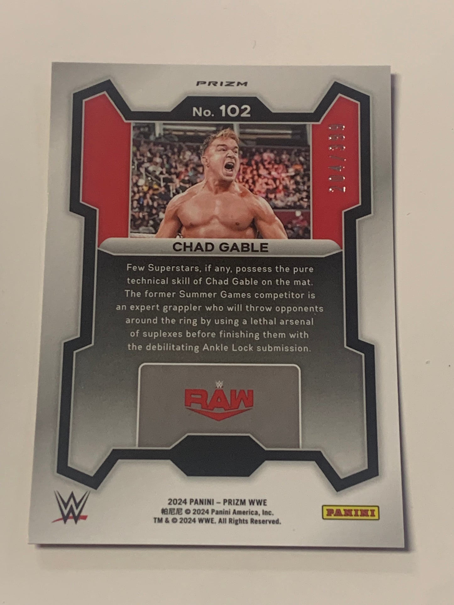 Chad Gable 2024 WWE Prizm RED WAVE Card #204/399