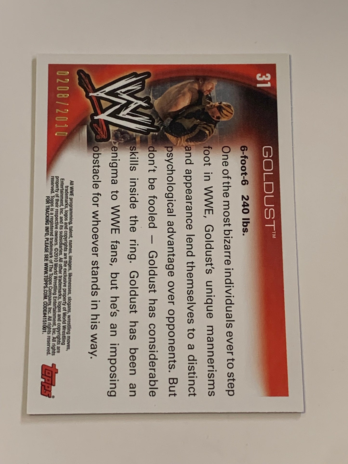 Goldust 2010 WWE Topps Blue Parallel Card #208/2010