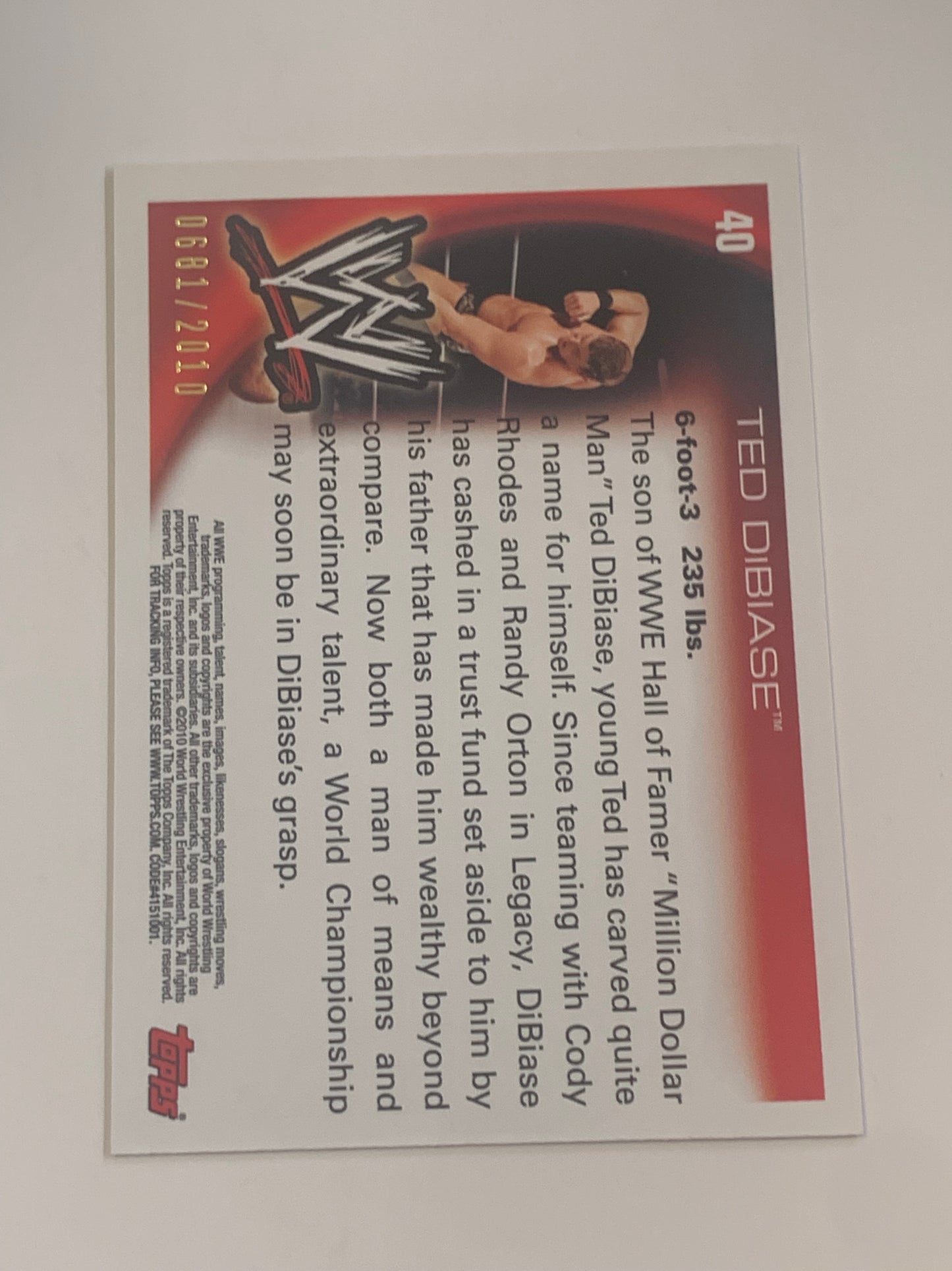 Ted DiBiase jr 2010 WWE Topps Blue Parallel Card #681/2010 (Awesome Card)!!!