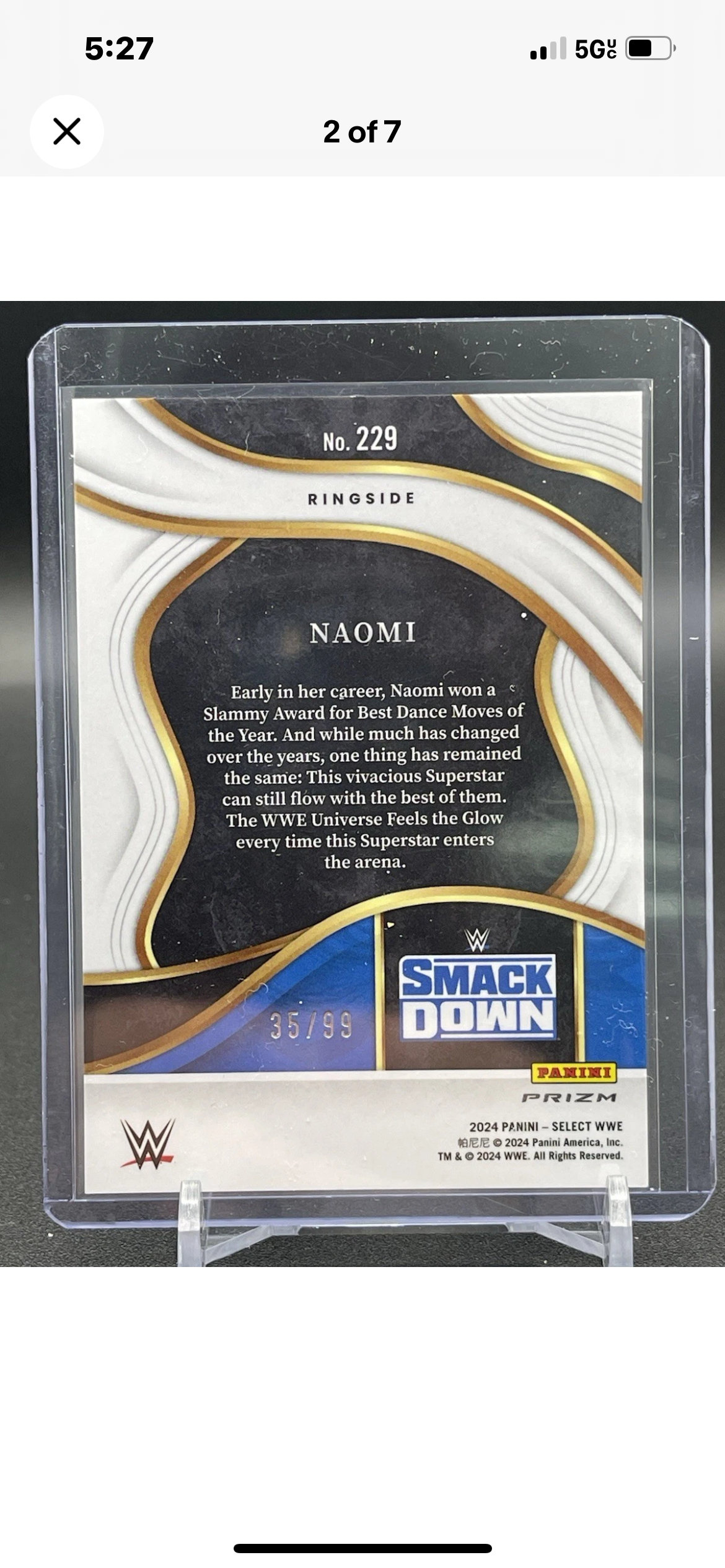 Naomi 2024 WWE Panini Select Ringside Red Wave Prizm Card #/99 (Only 99 Made)