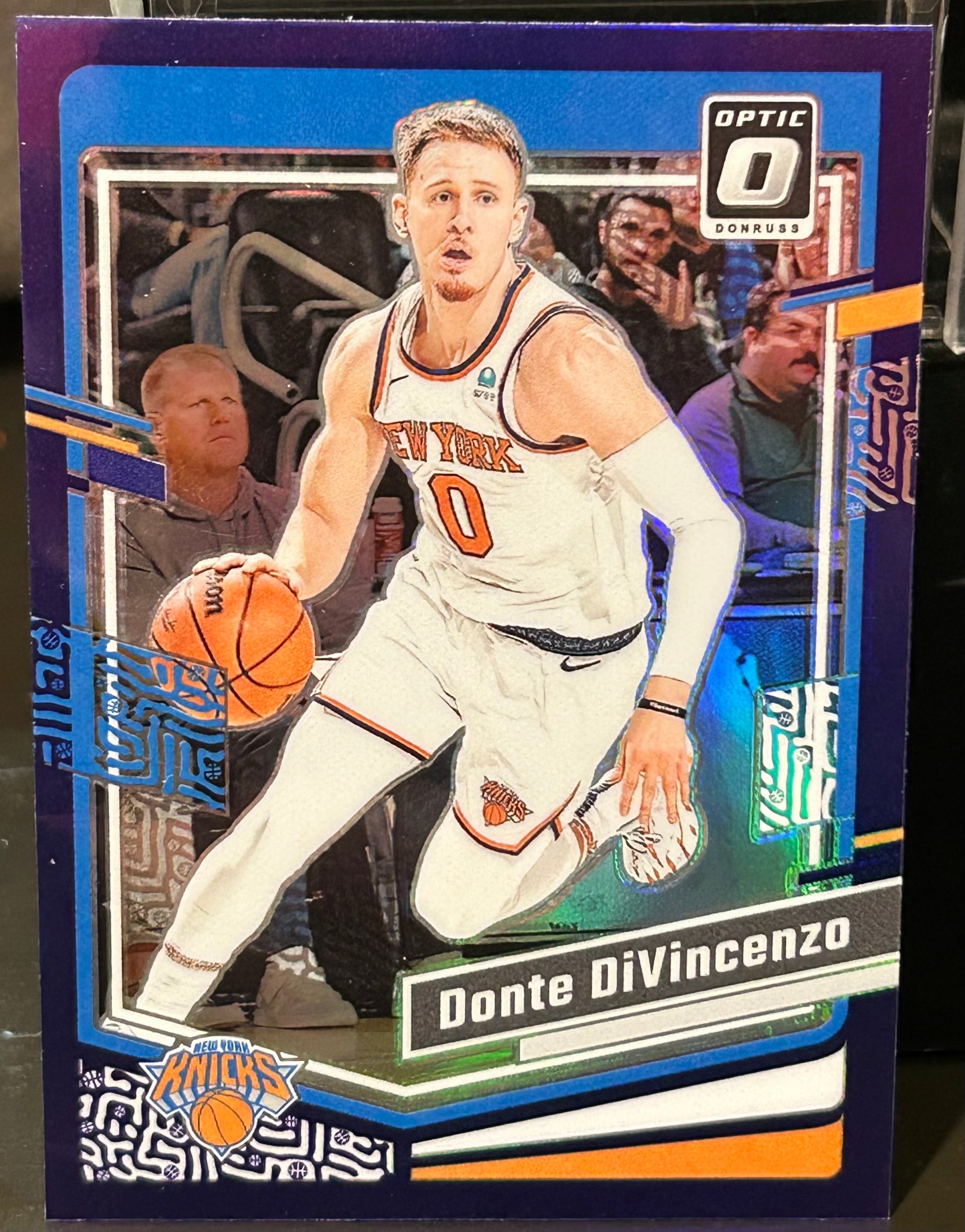 Donte DiVincenzo 2023-24 Donruss Optic Purple Prizm Card NY KNICKS
