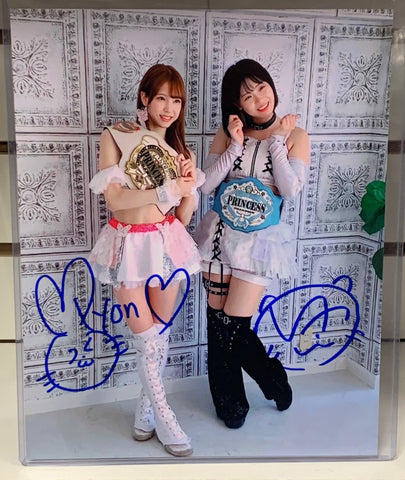 Mizuki & Rika Tatsumi Signed 8x10 Color photo Tokyo Joshi Pro Wrestling
