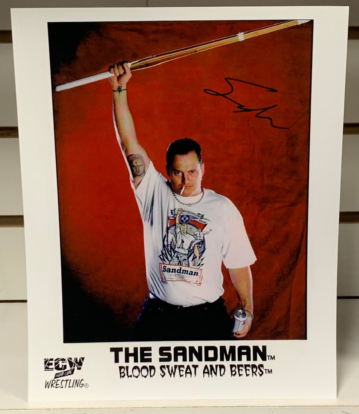 The Sandman Signed 8x10 Color Photo ECW (Comes w/COA)