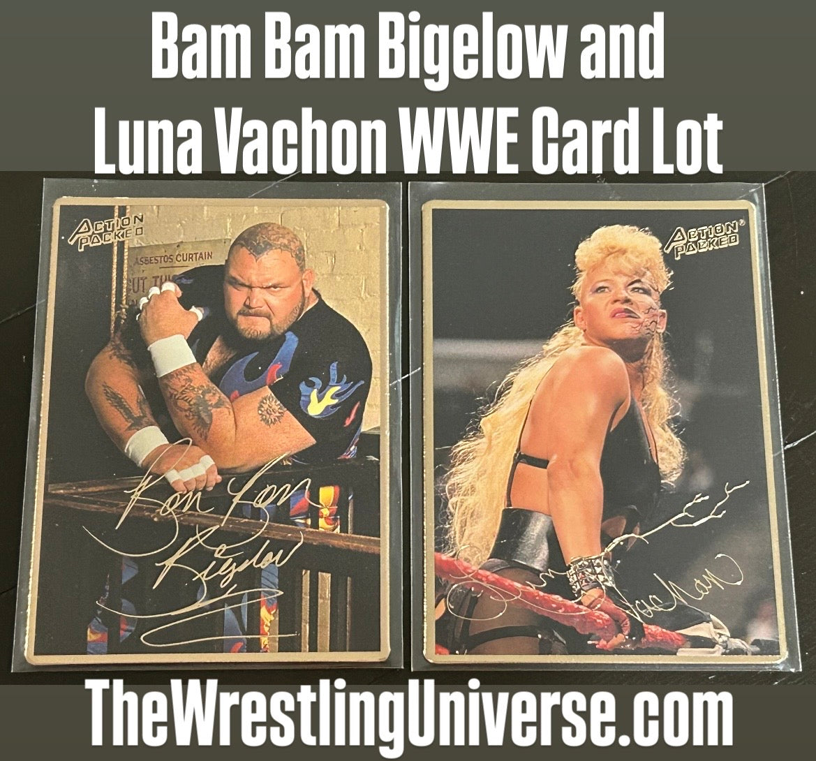 * Bam Bam Bigelow & Luna Vachon 1994 WWE Action Packed Card Lot (2 Different Lots)