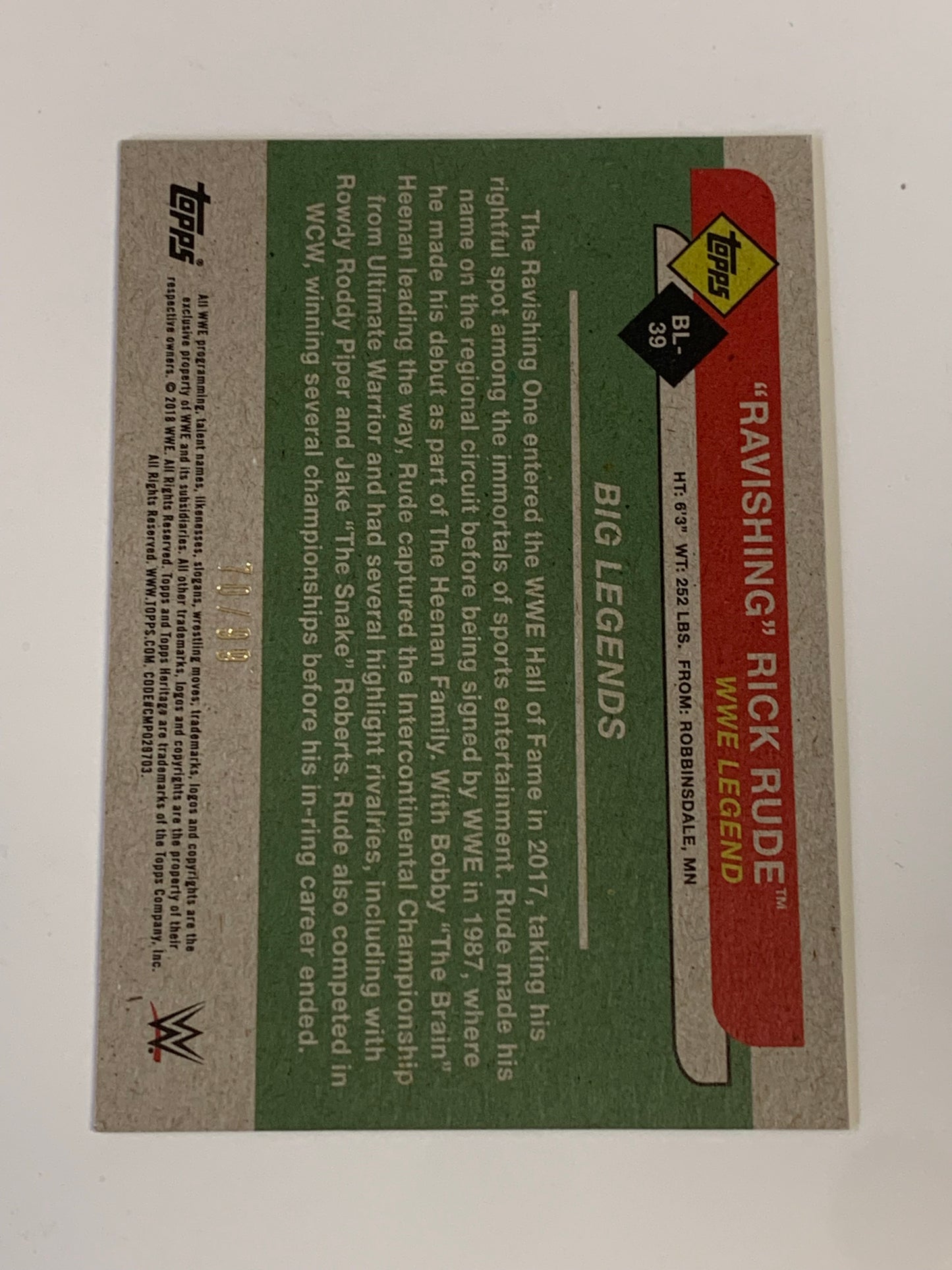 Ravishing Rick Rude 2017 WWE Topps Heritage Bronze Parallel #/99