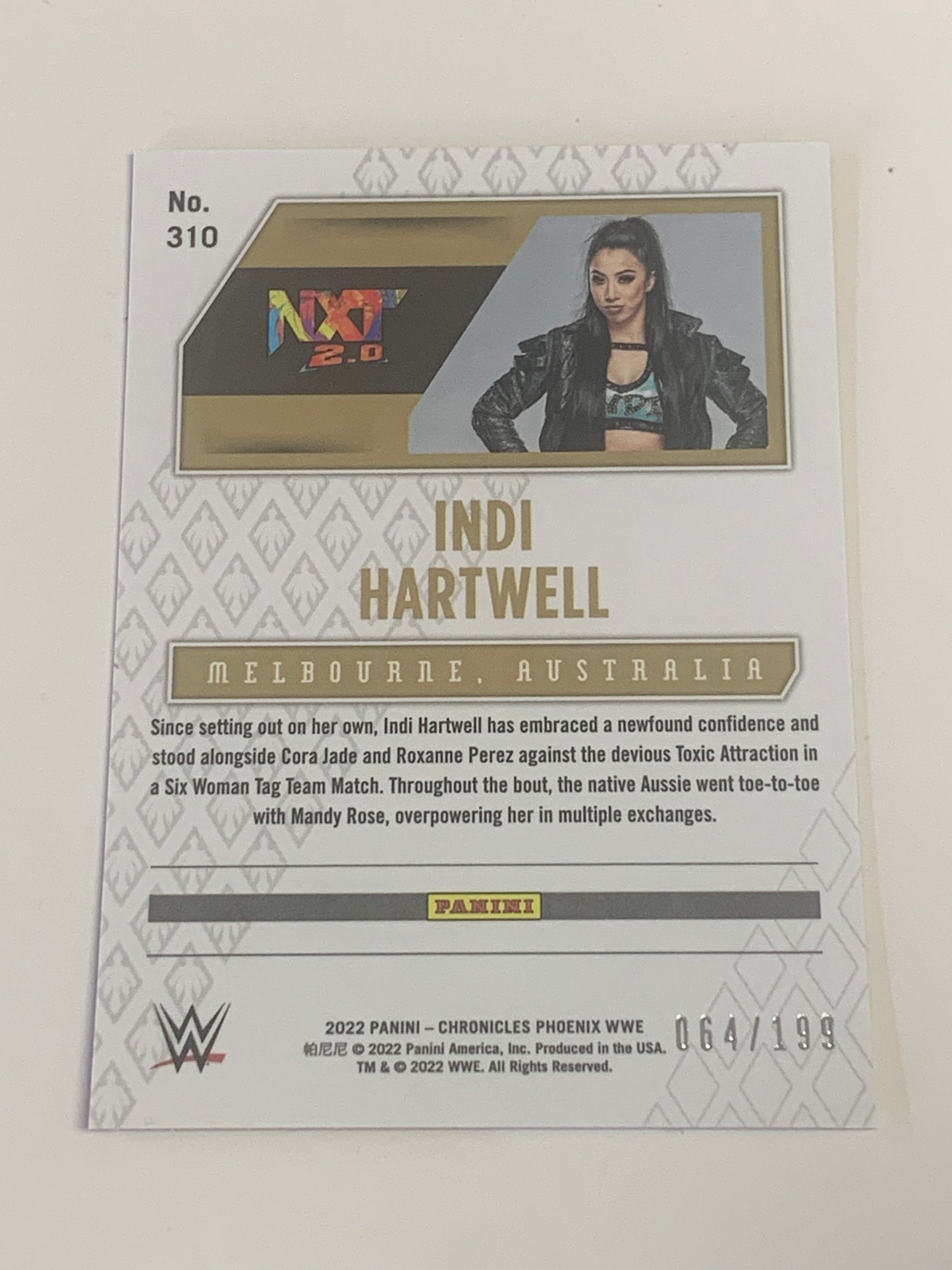 Indi Hartwell 2022 WWE Panini Chronicles Phoenix Serial #64/199