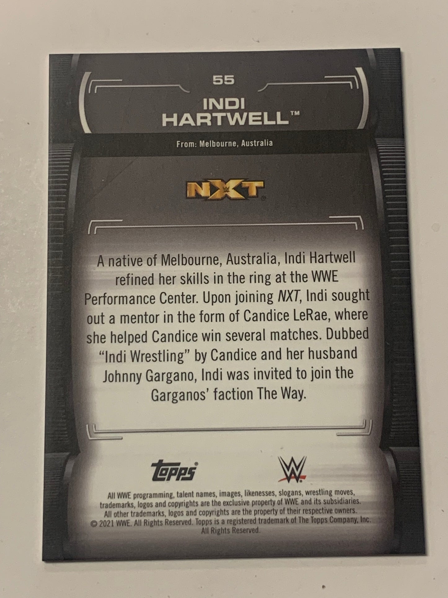 Indi Hartwell 2021 WWE NXT Topps Undisputed ROOKIE Card