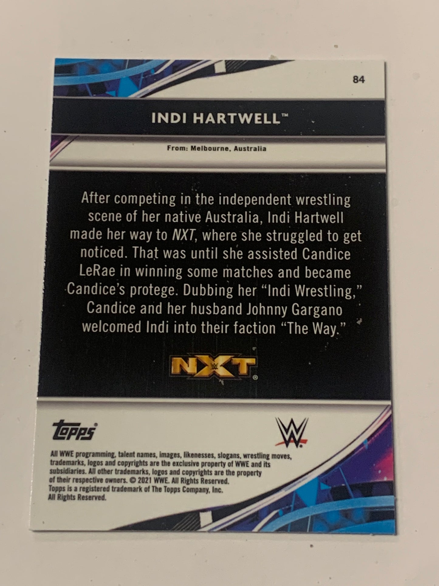 Indi Hartwell 2021 WWE NXT Topps Finest ROOKIE