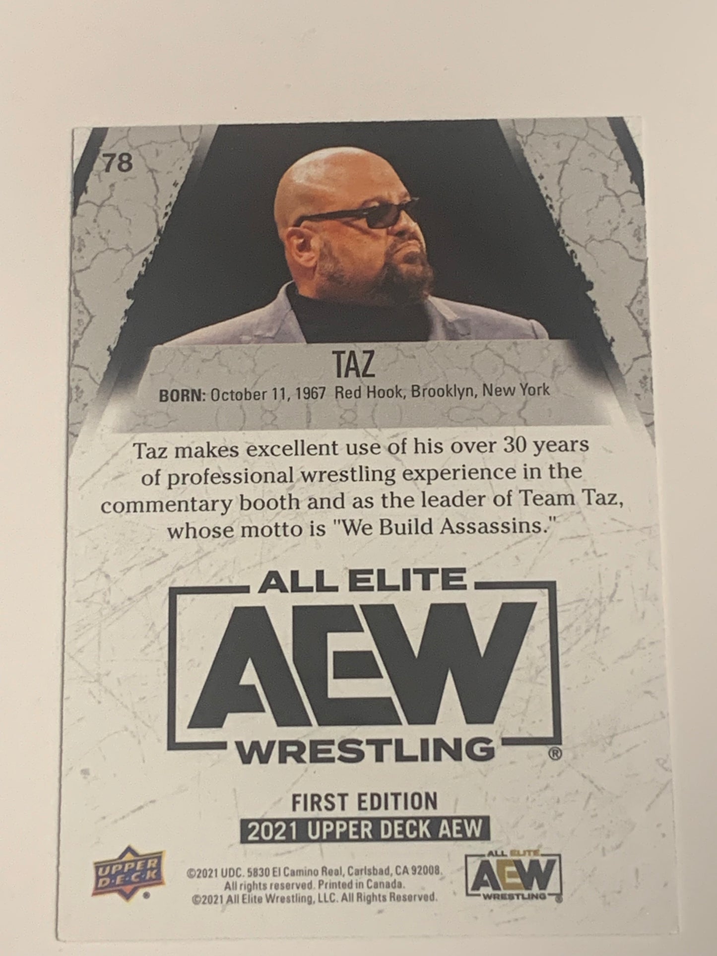 Taz 2021 AEW UD Upper Deck 1st Edition YELLOW BORDER Card!!!