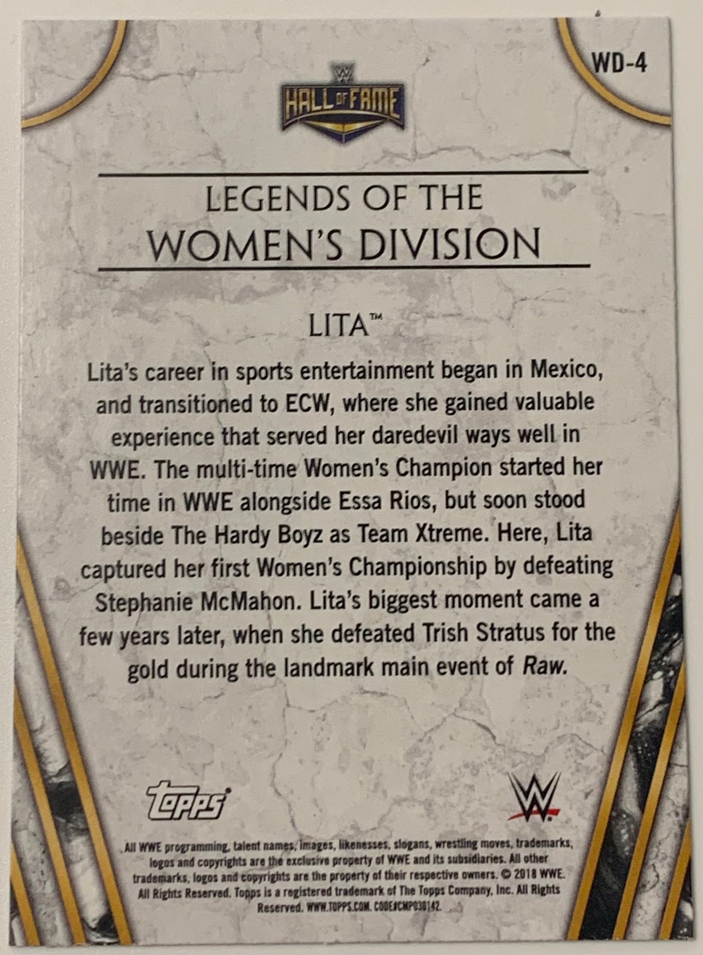 Lita 2018 WWE Topps Hall of Fame “Women’s Division” Card