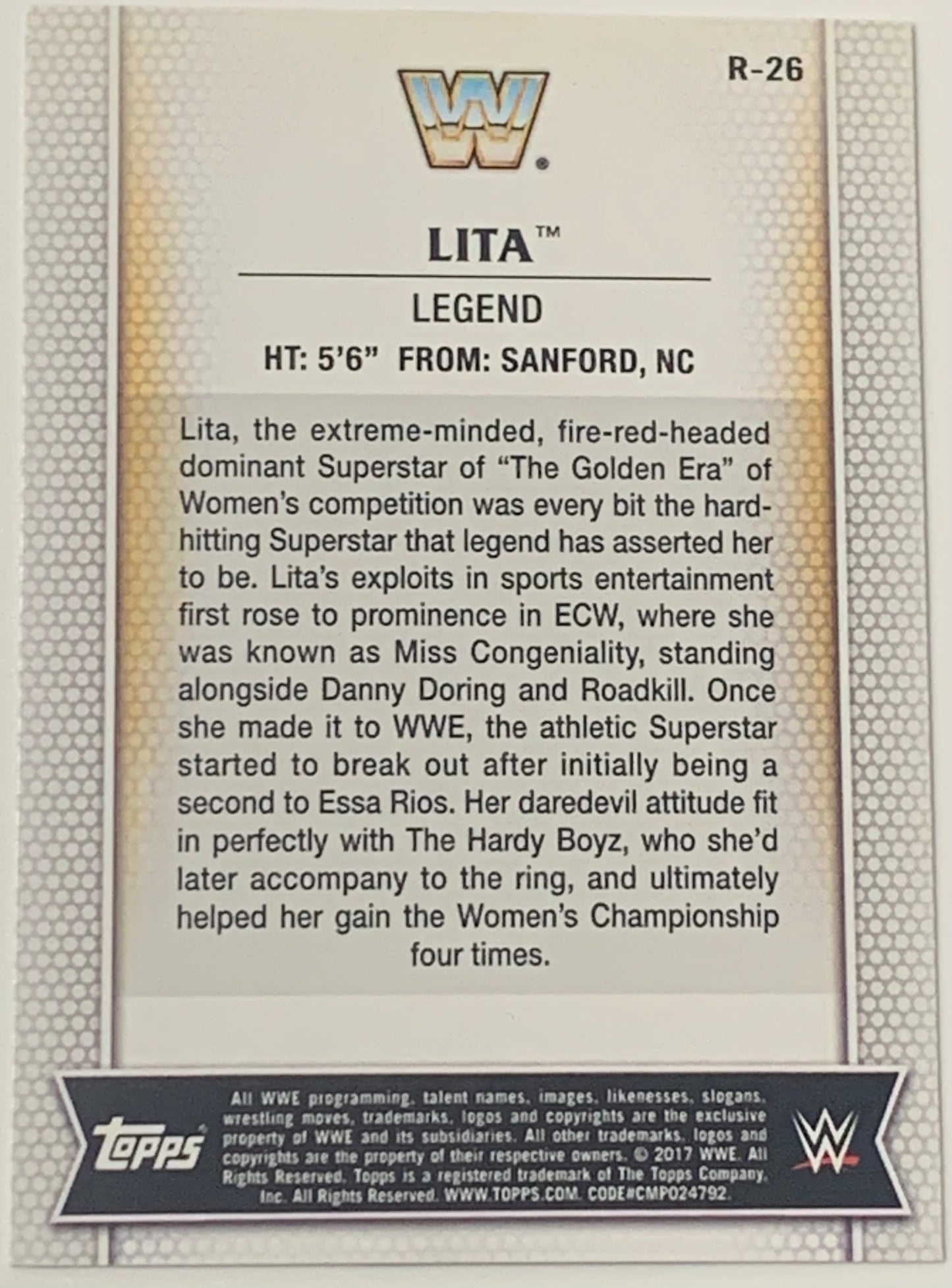 Lita 2017 WWE Topps Women’s Division Card