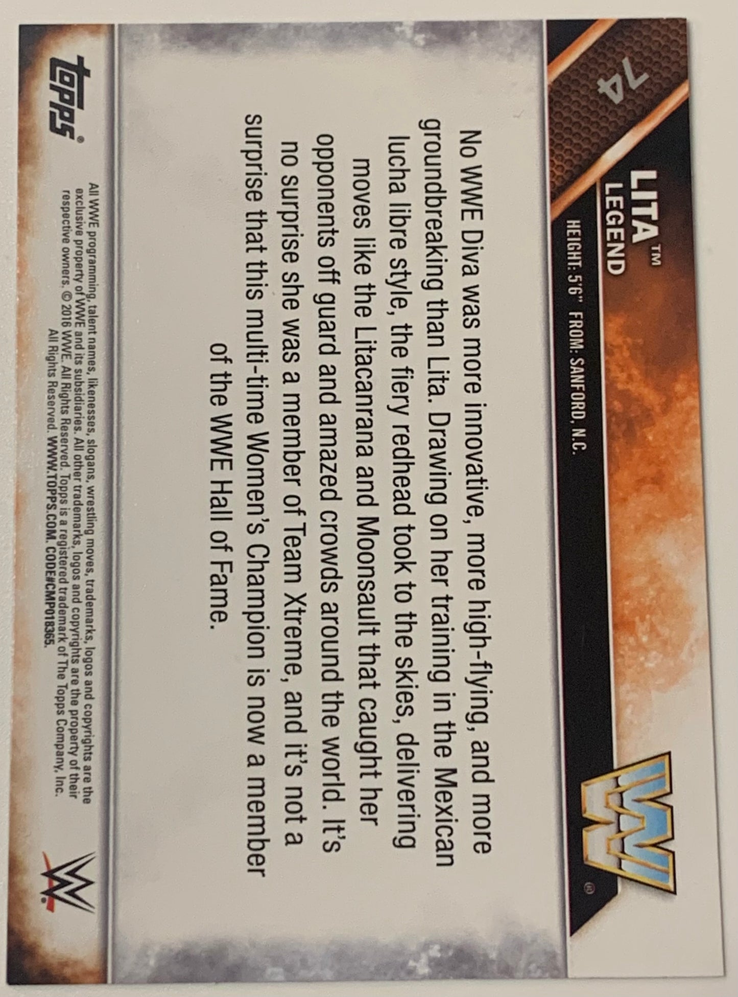Lita 2016 WWE Topps Legend Card