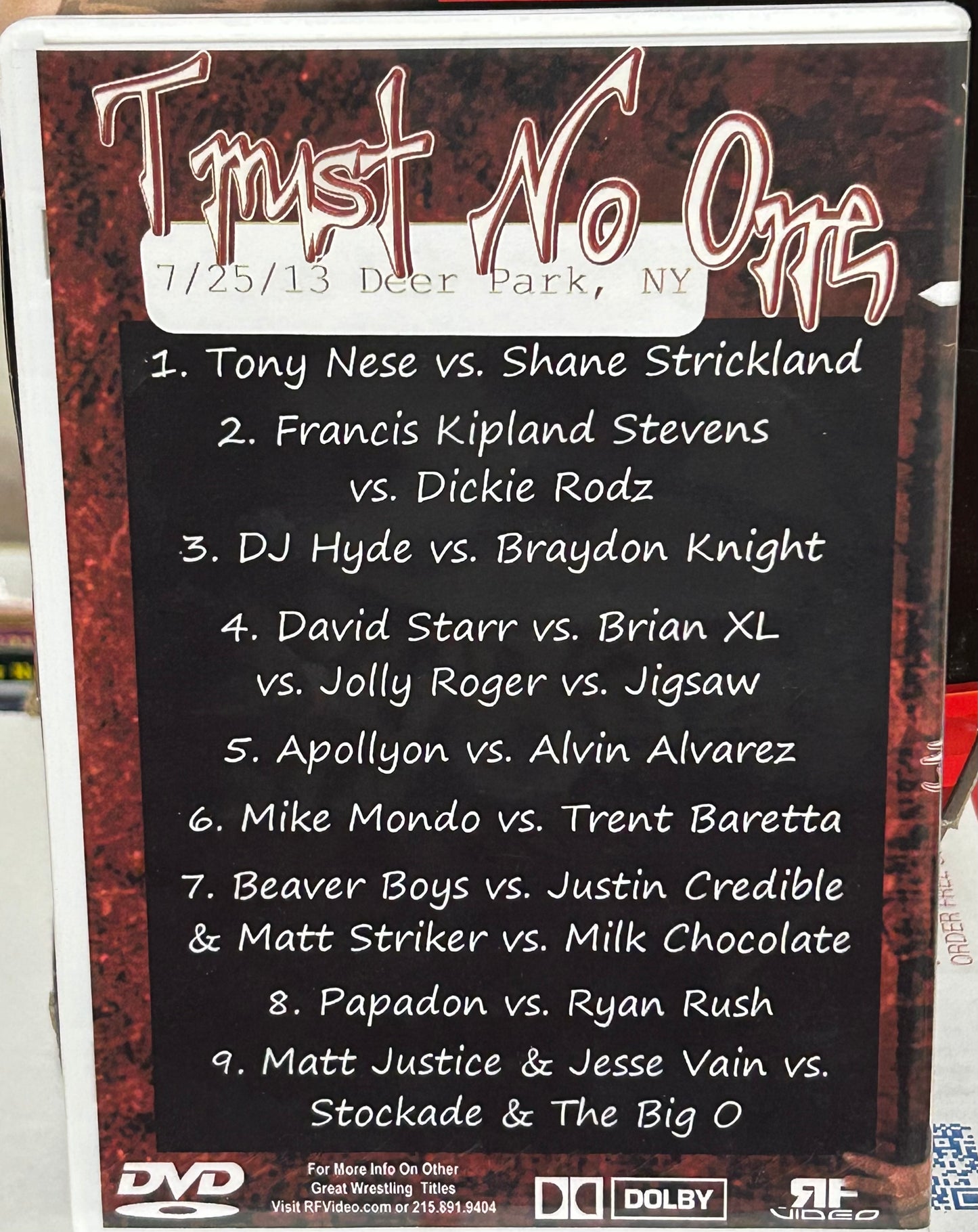 NYWC New York Wrestling Connection DVD “Trust No One” 7/25/13 (Swerve Strickland, Nese, Beaver Boys & so much more)