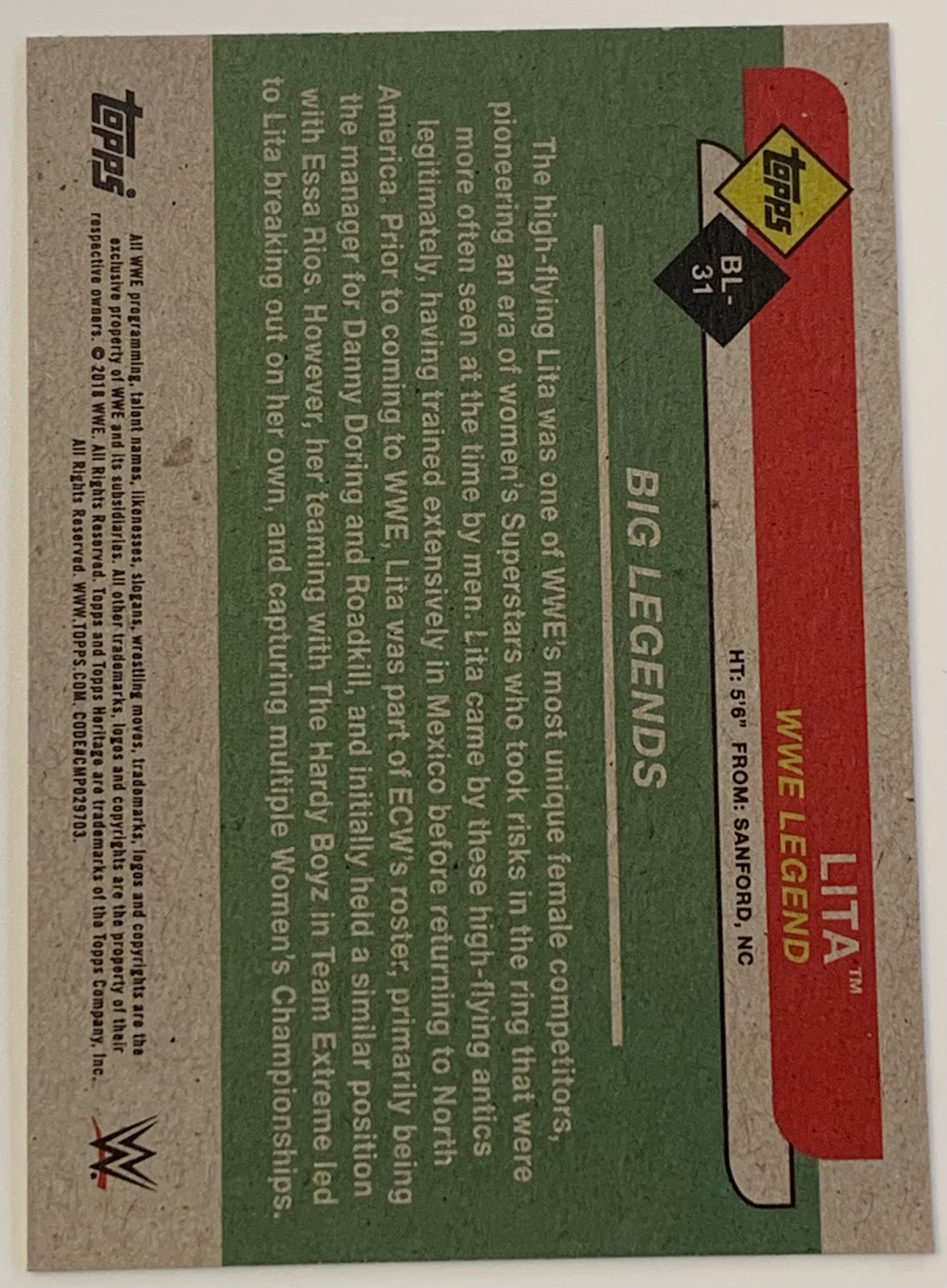 Lita WWE 2018 Topps Heritage Card