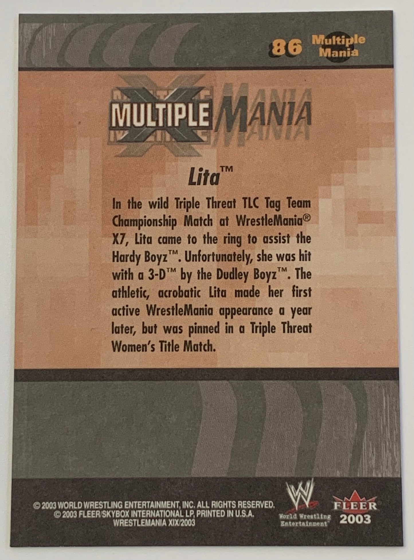 Lita WWE 2003 Fleer “Multiple Mania” Card