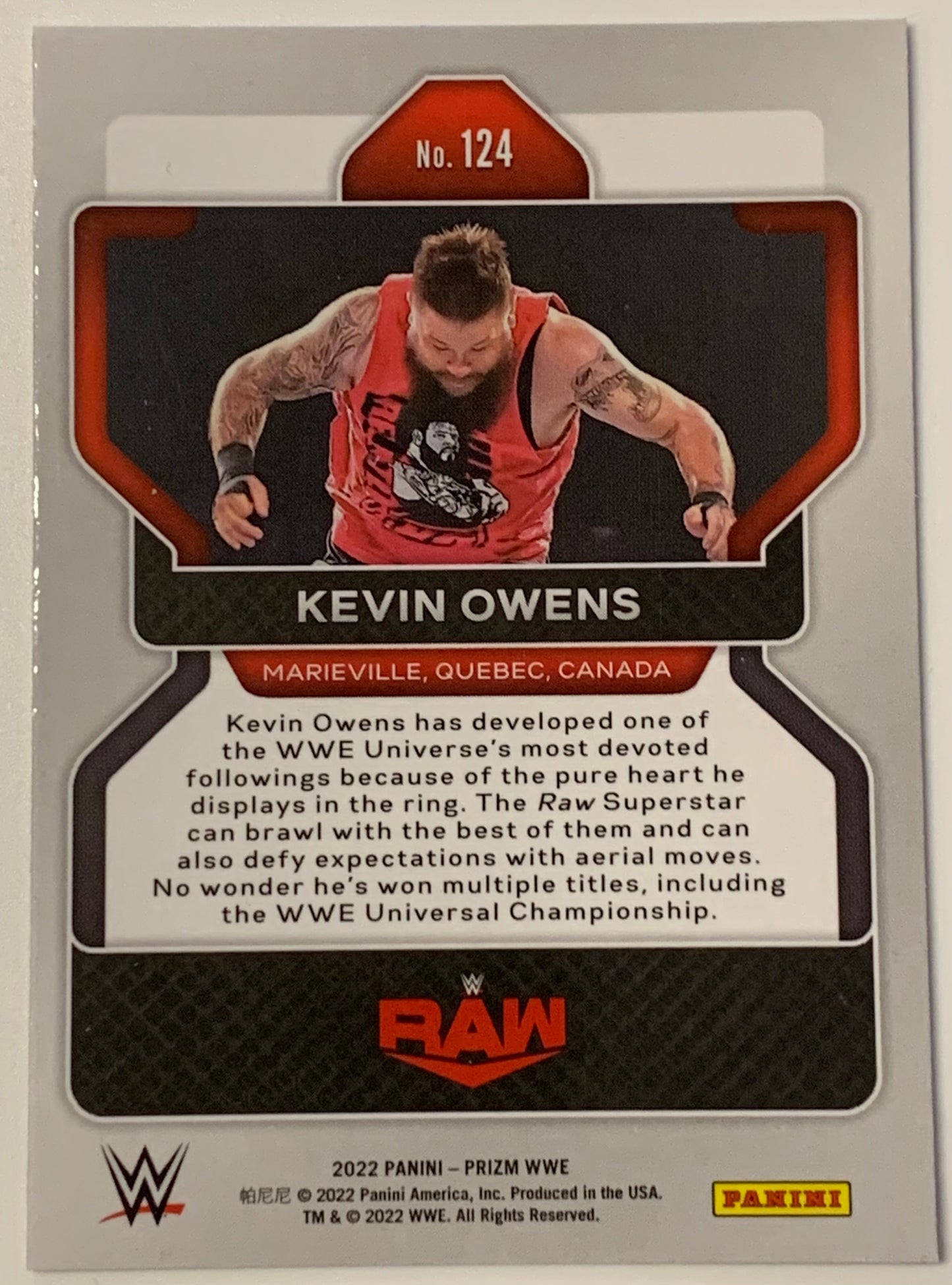 Kevin Owens 2022 WWE Panini Prizm Card