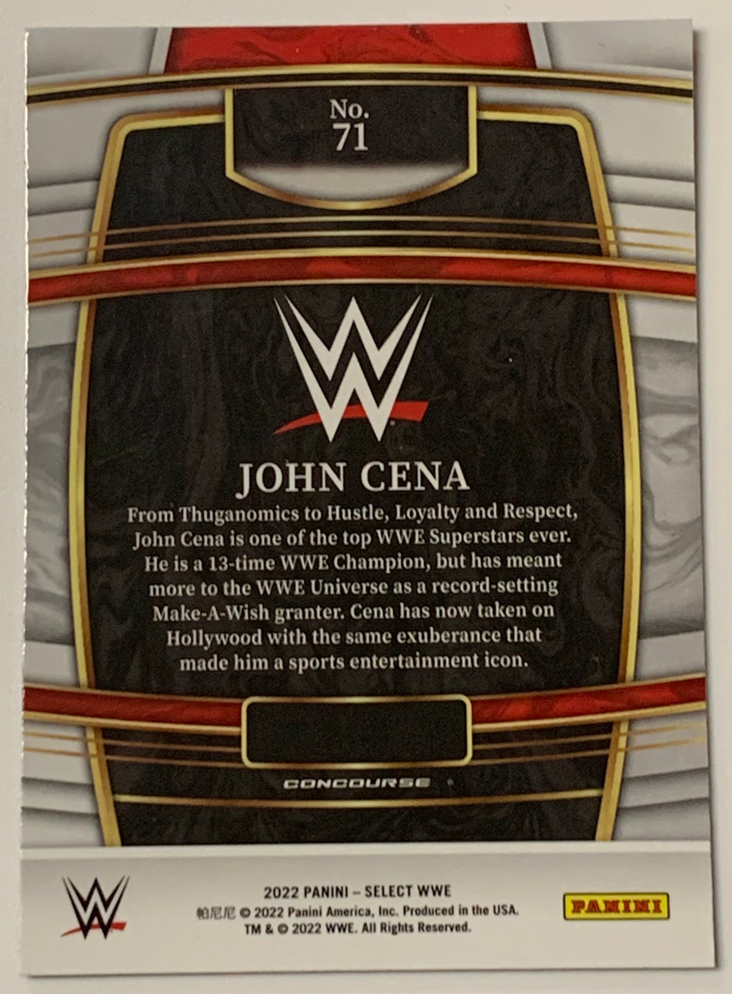 John Cena 2022 WWE Panini Select Card