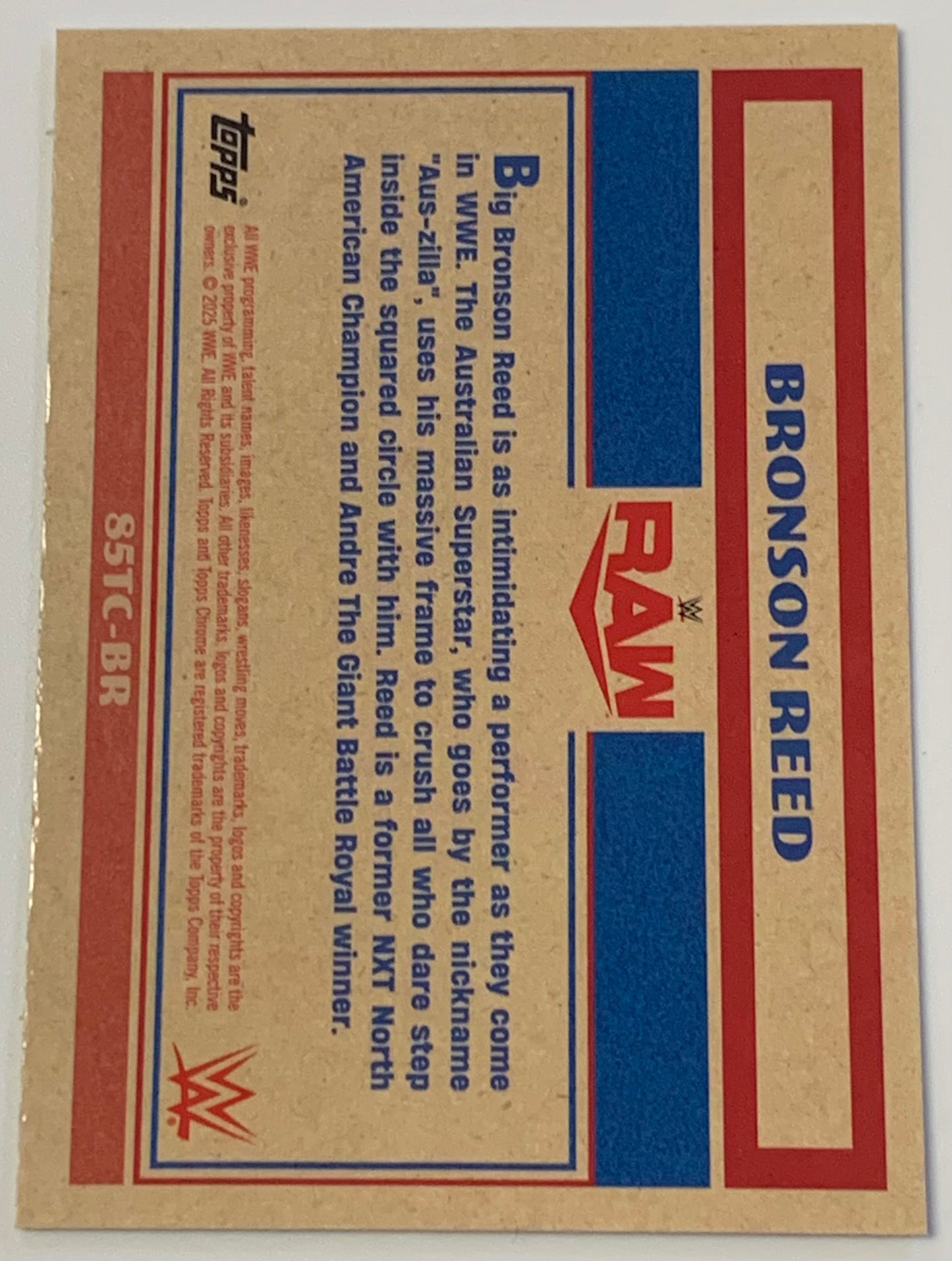 Bronson Reed 2025 Topps Chrome “85 Topps Chrome” Insert Card