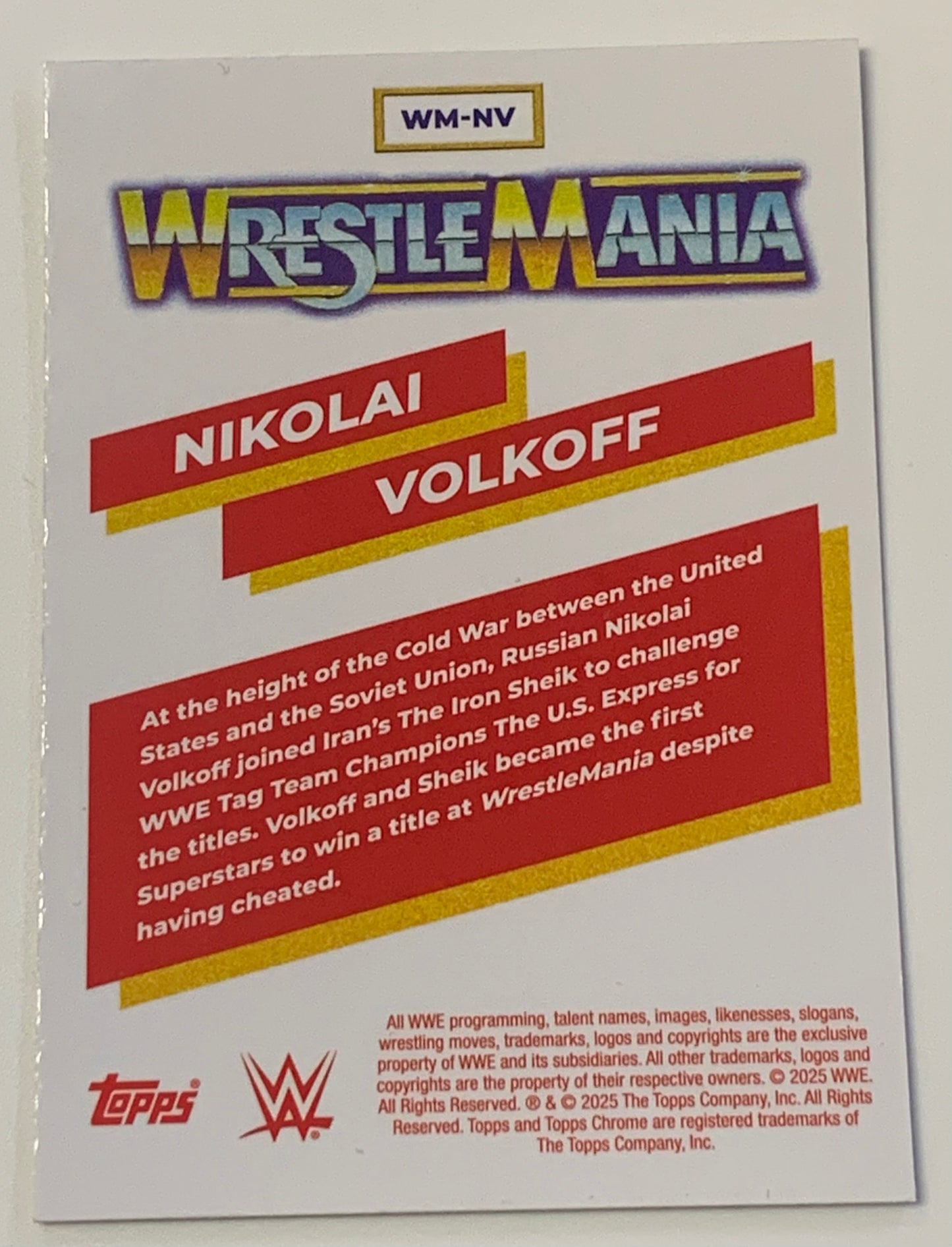 Nikolai Volkoff 2025 Topps Chrome “Wrestlemania” InErt Card