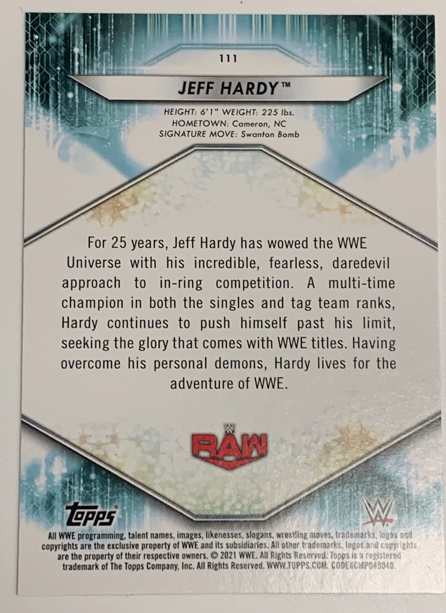 Jeff Hardy 2020 WWE Topps Card