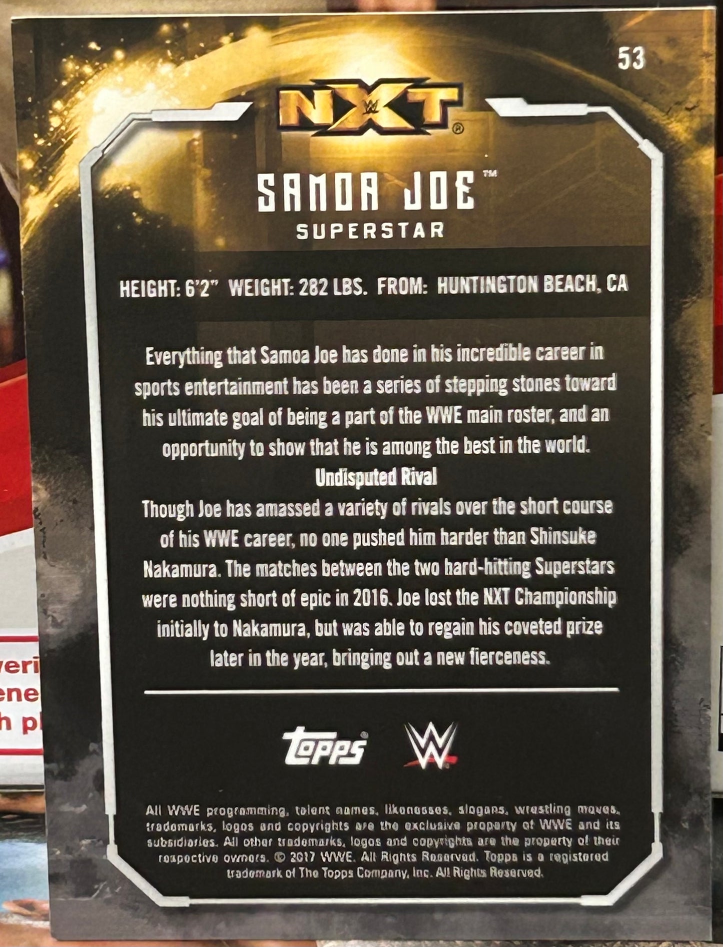 Samoa Joe 2017 NXT WWE Topps Undisputed Green Parallel Card #5/25
