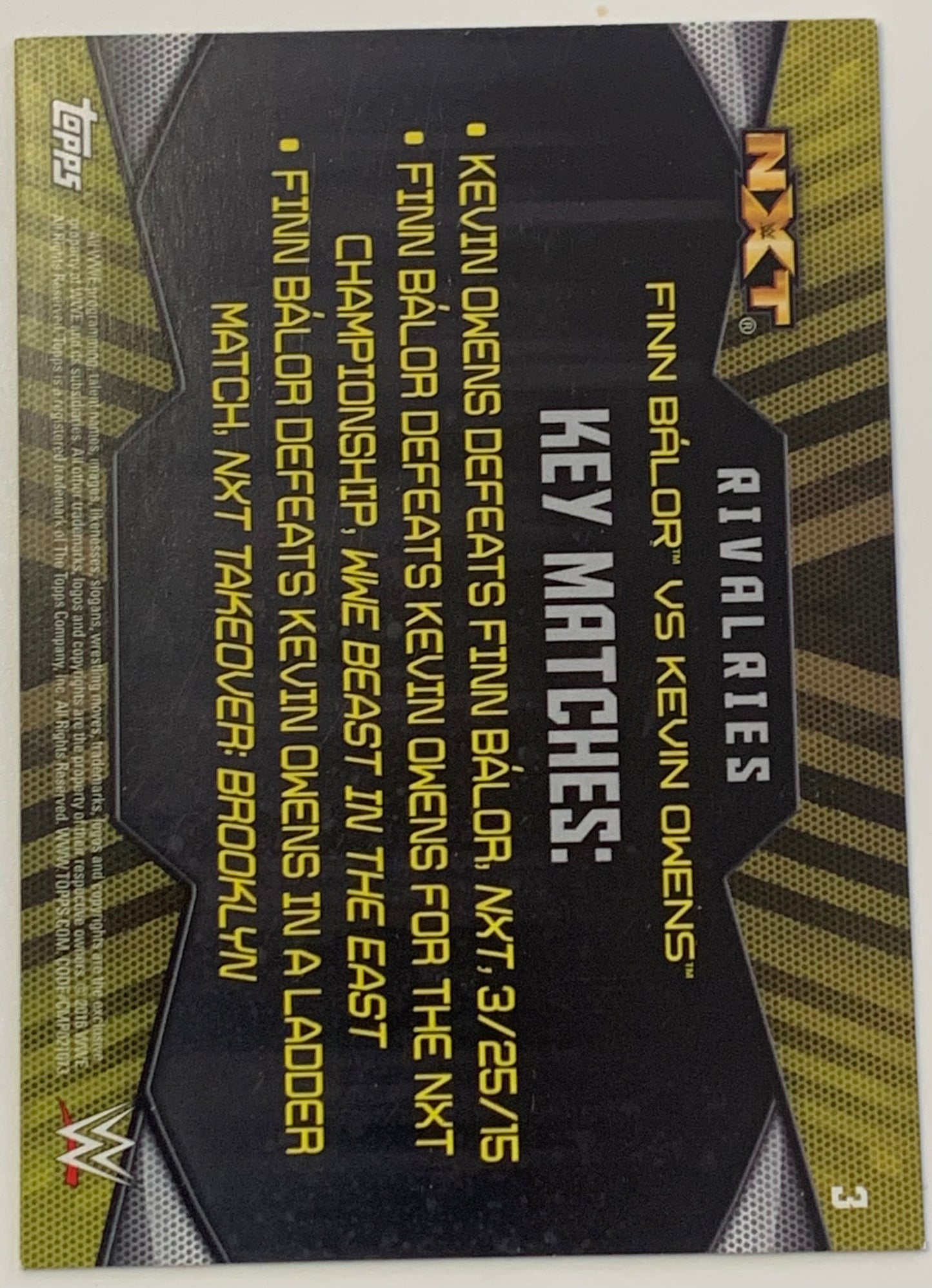 Kevin Owens & Finn Balor 2016 WWE Topps “Key Matches” Card