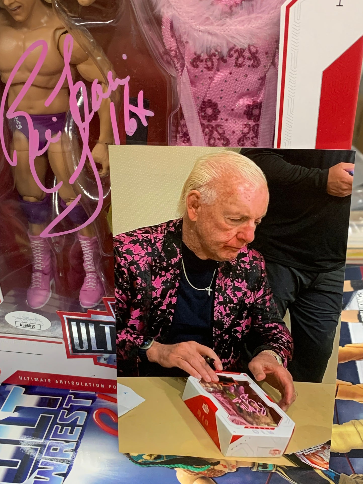 Ric Flair Signed & Inscribed WWE Ultimate Edition Figure ( JSA COA. Plus Pic of him Signing)
