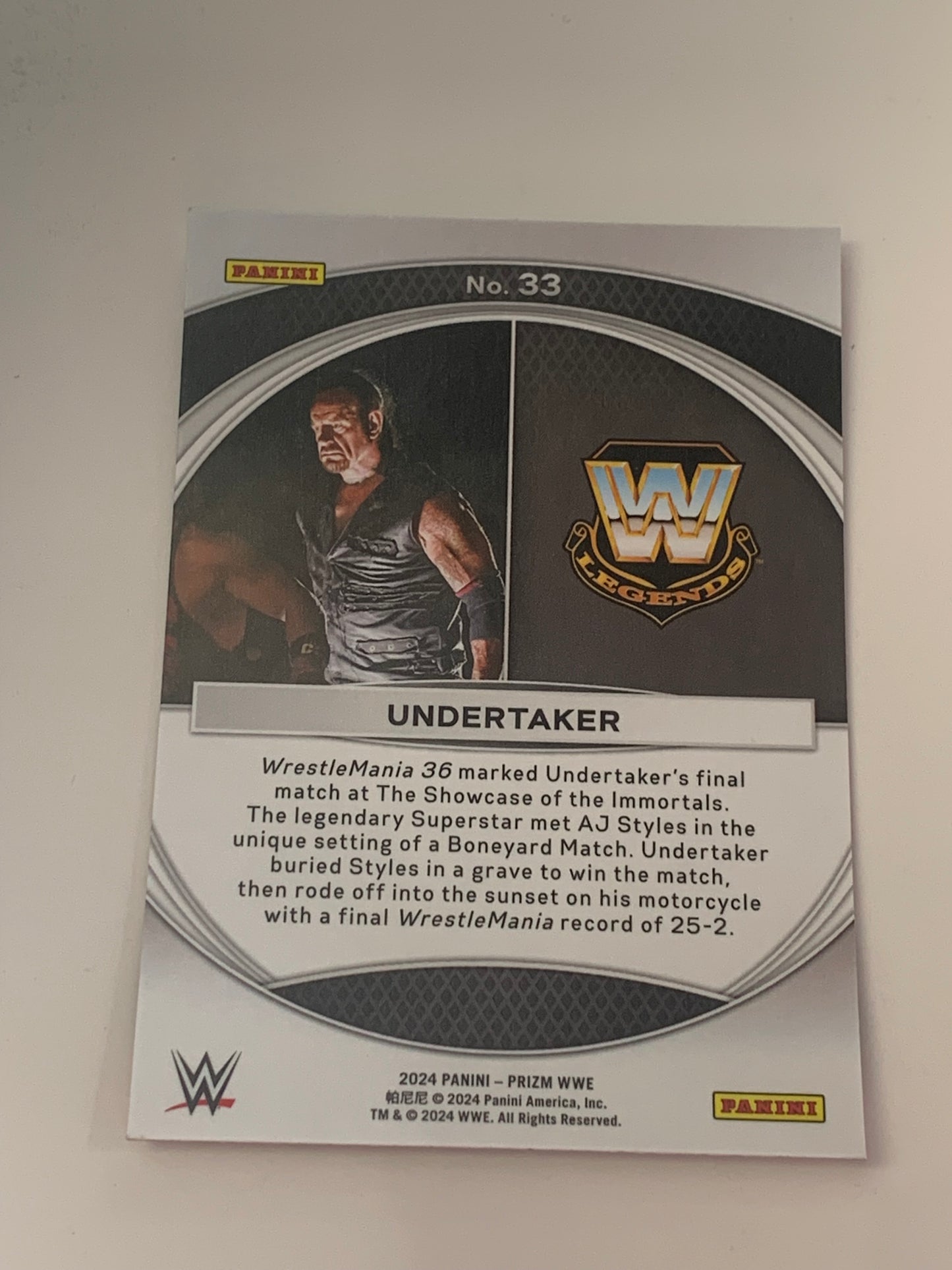 The Undertaker 2024 WWE Panini Prizm “Wrestlemania Moments” Card!!!