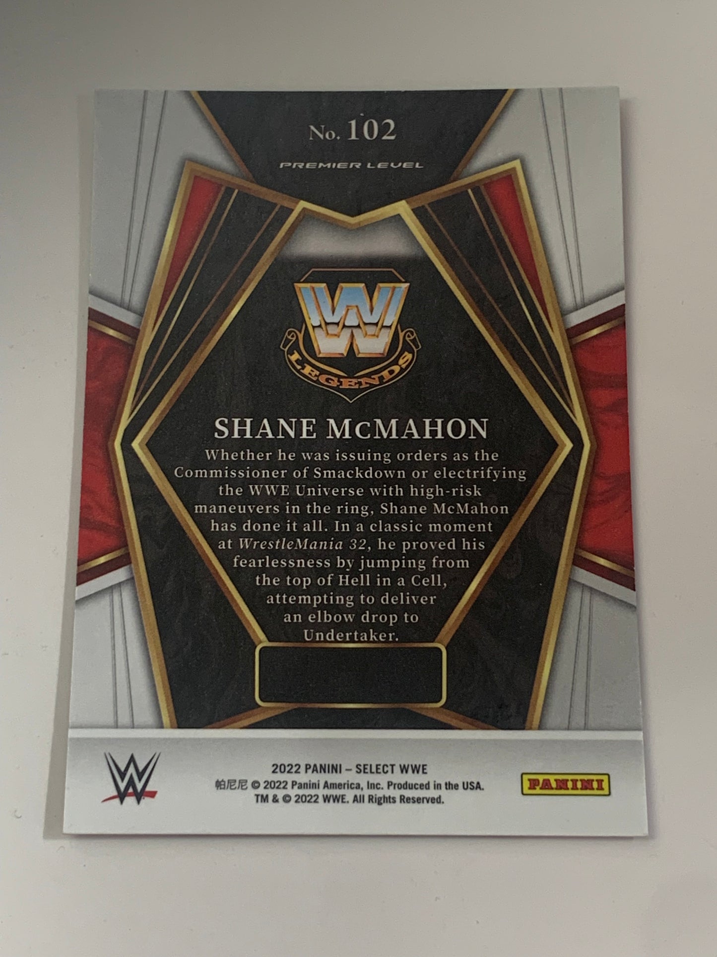 Shane McMahon 2022 WWE Panini Select “Premier Level” Card!!!