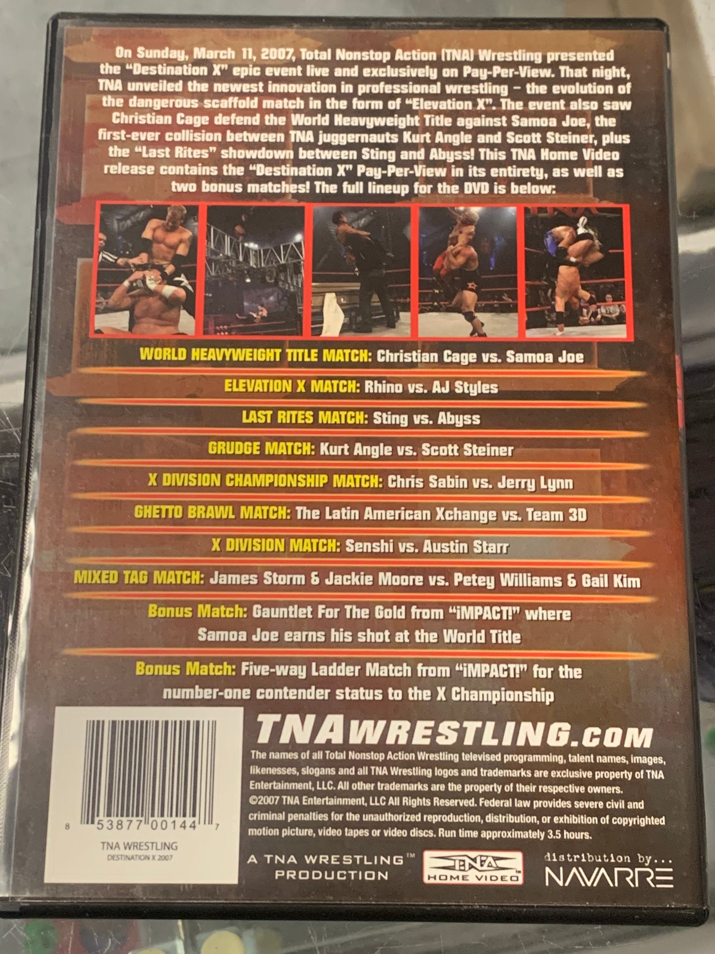 TNA DVD “ Destination X 2007” (Sting, Samoa Joe, Christian, AJ Styles & more)!!!