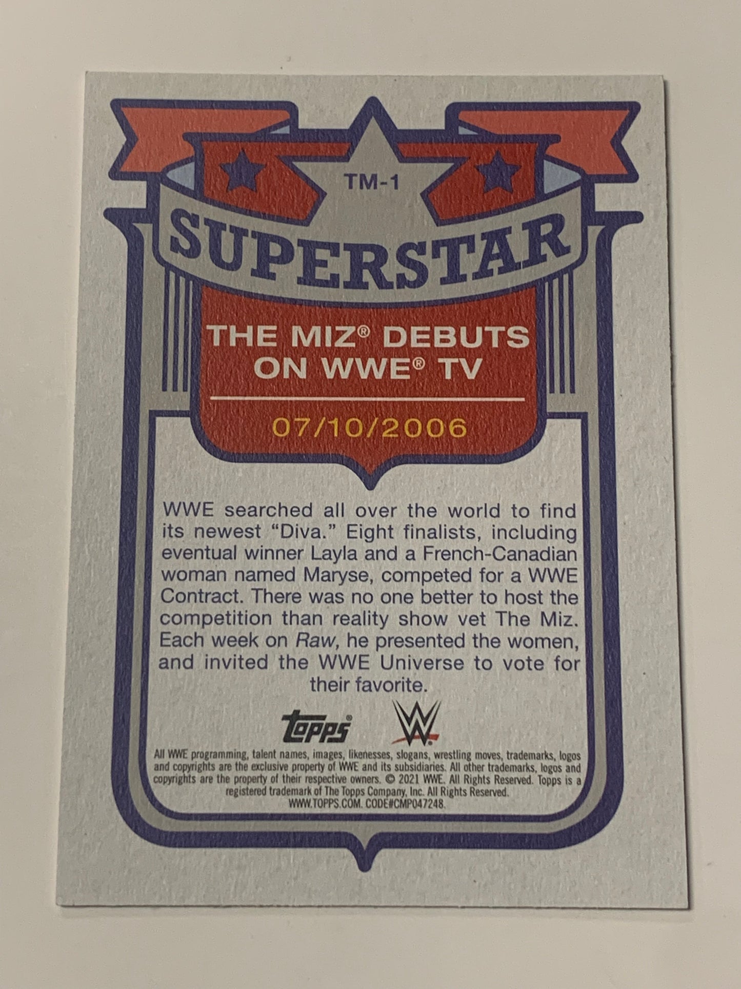 The Miz 2021 WWE Topps Superstar Card #1