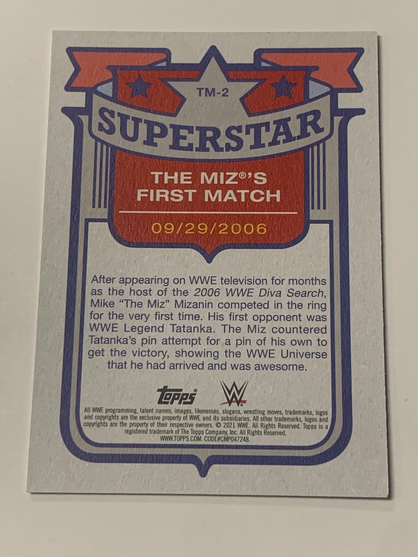 The Miz 2021 WWE Topps Superstar Card #2
