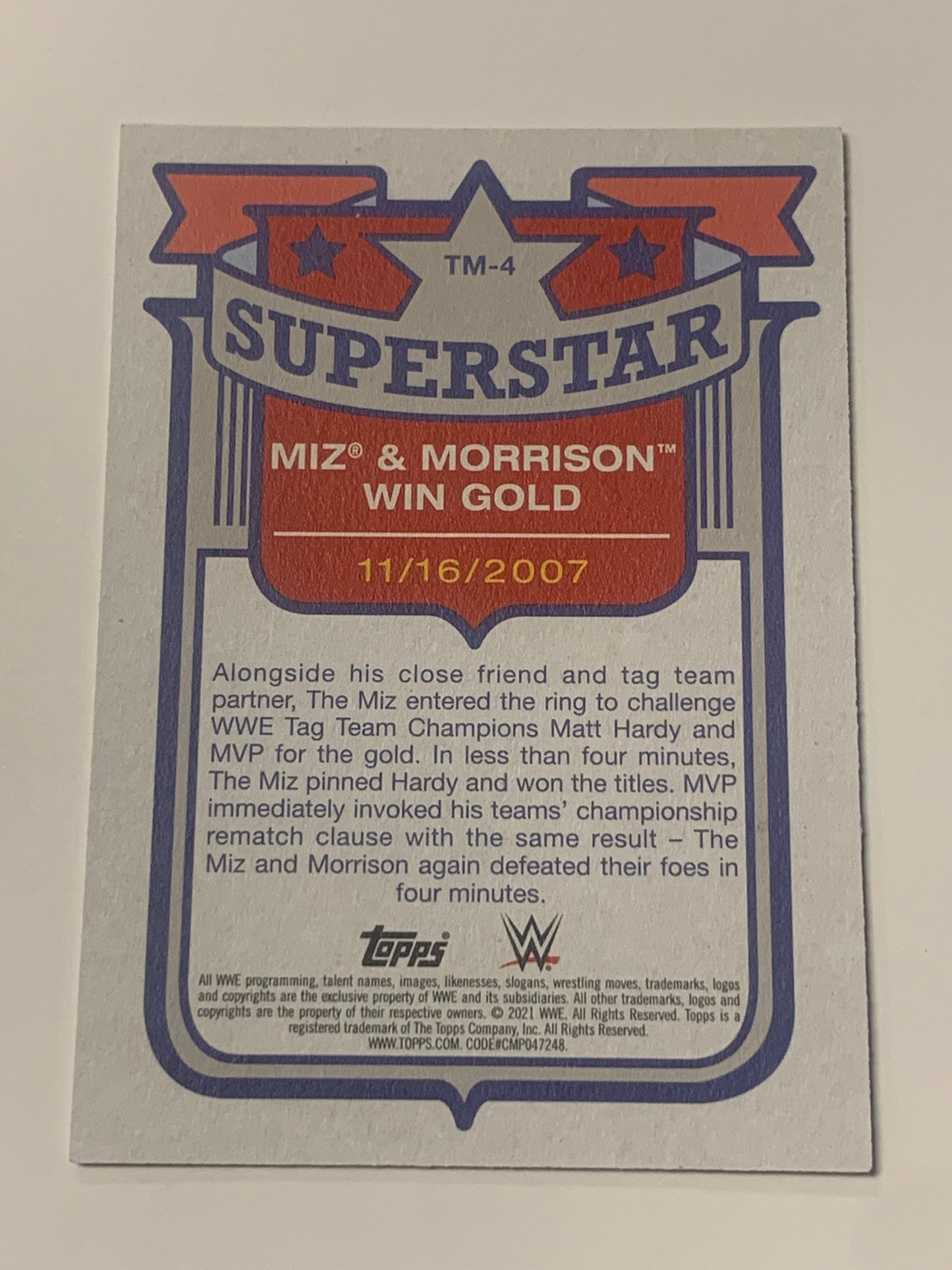 The Miz 2021 WWE Topps Superstar Card #4
