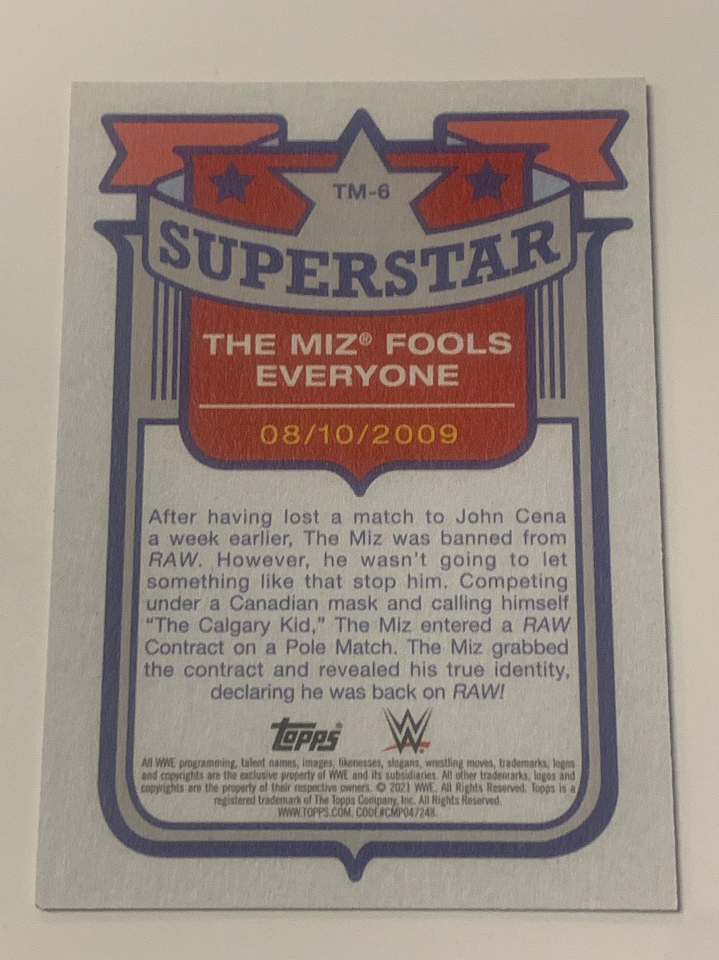 The Miz 2021 WWE Topps Superstar Card #6