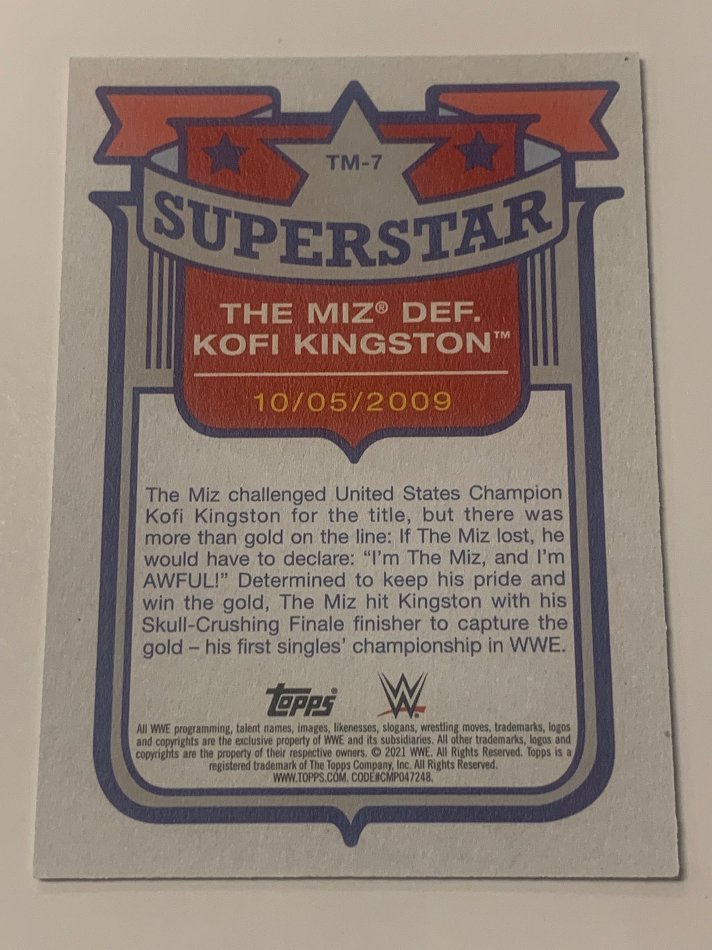 The Miz 2021 WWE Topps Superstar Card #7