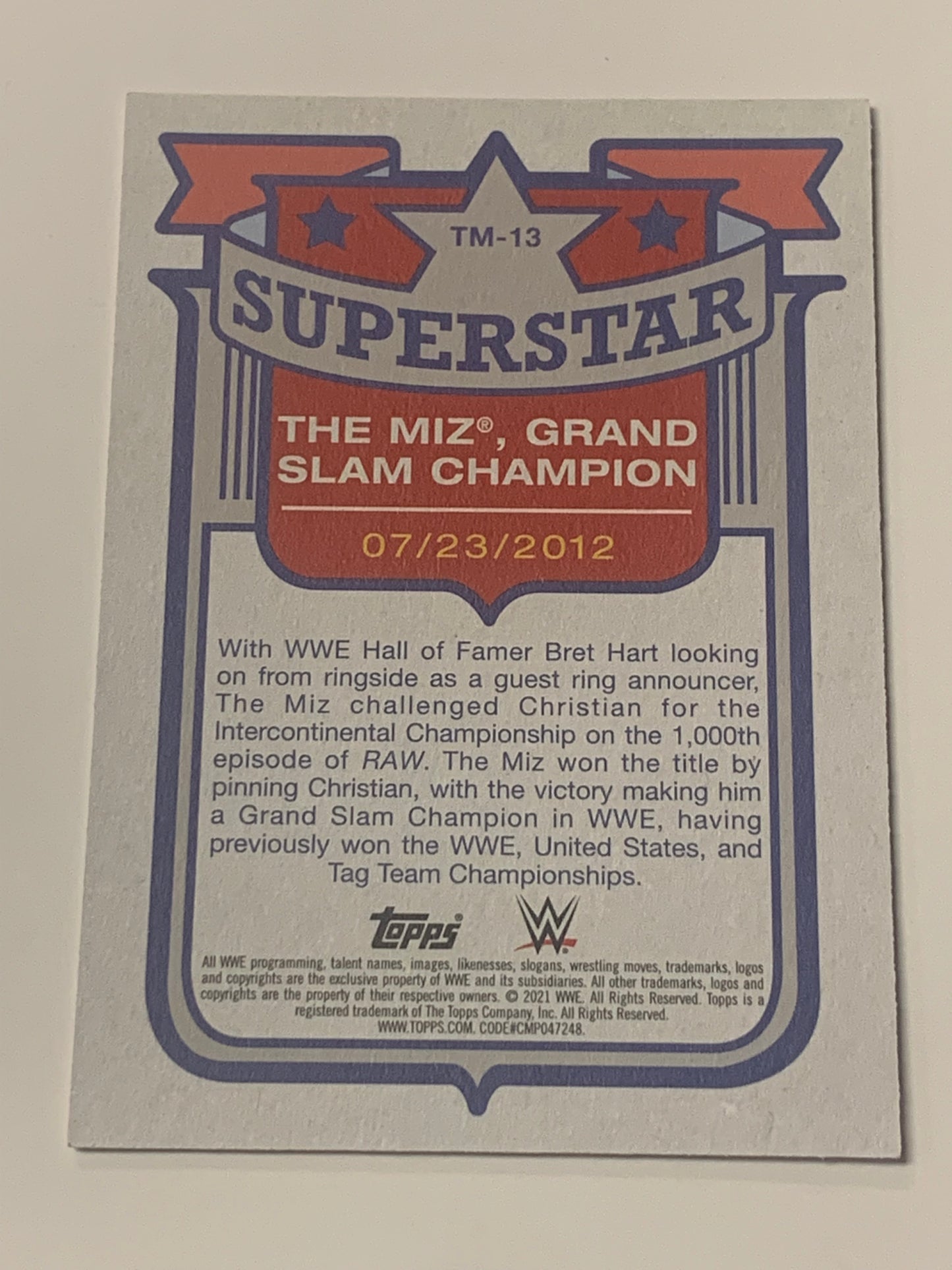 The Miz 2021 WWE Topps Superstar Card #13