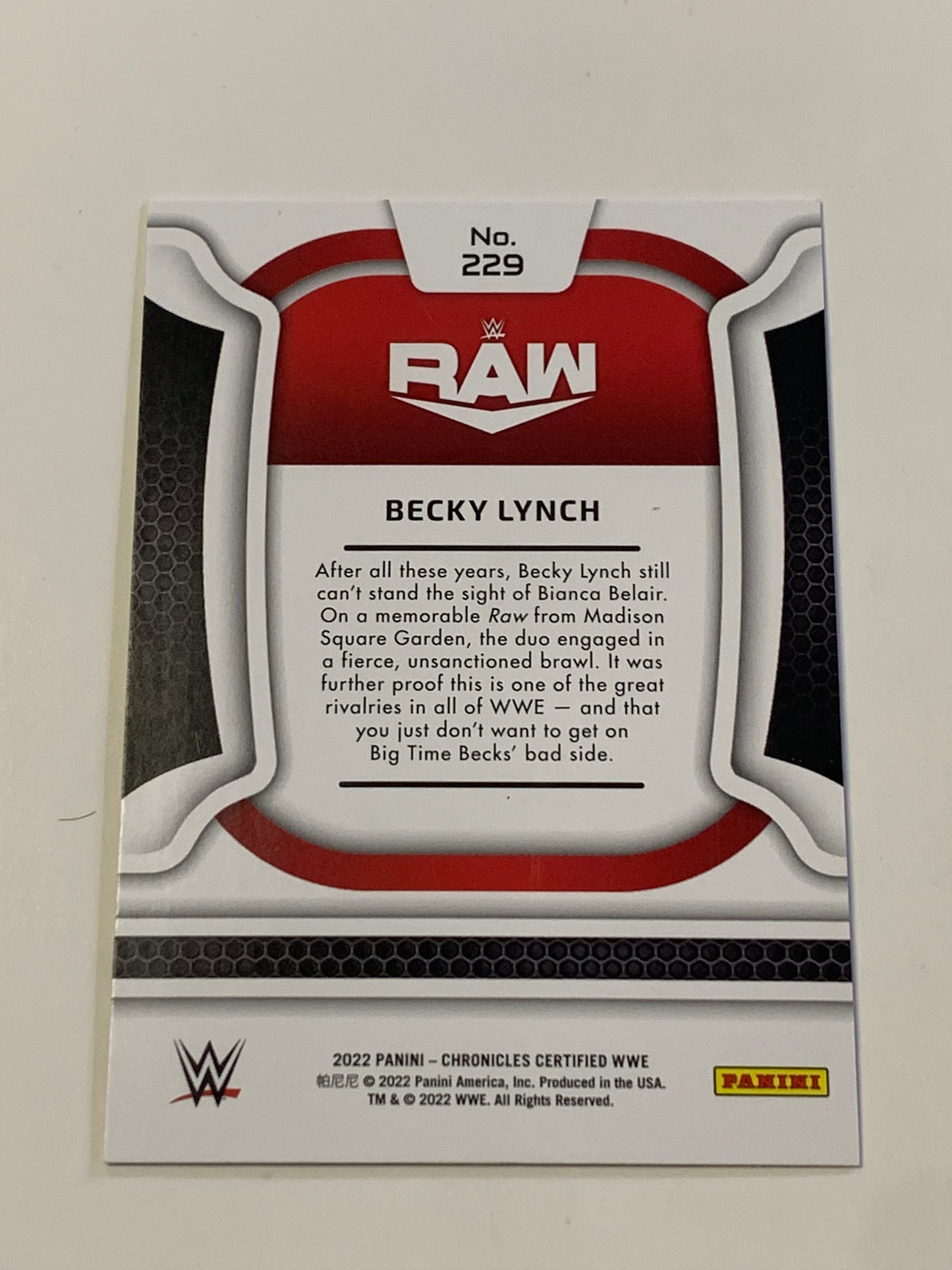 Becky Lynch 2022 WWE Chronicles Certified Card