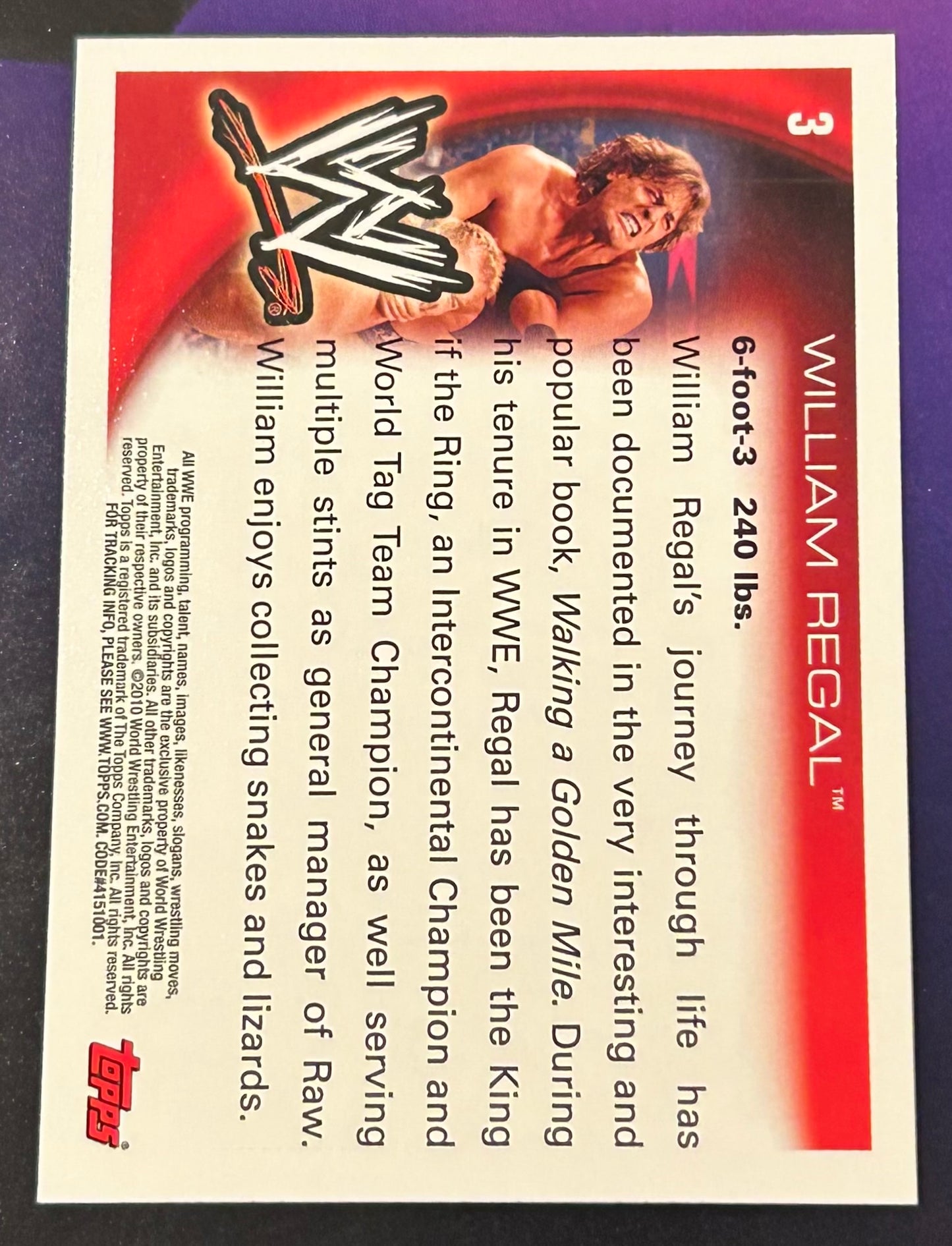* William Regal 2010 WWE Topps Card