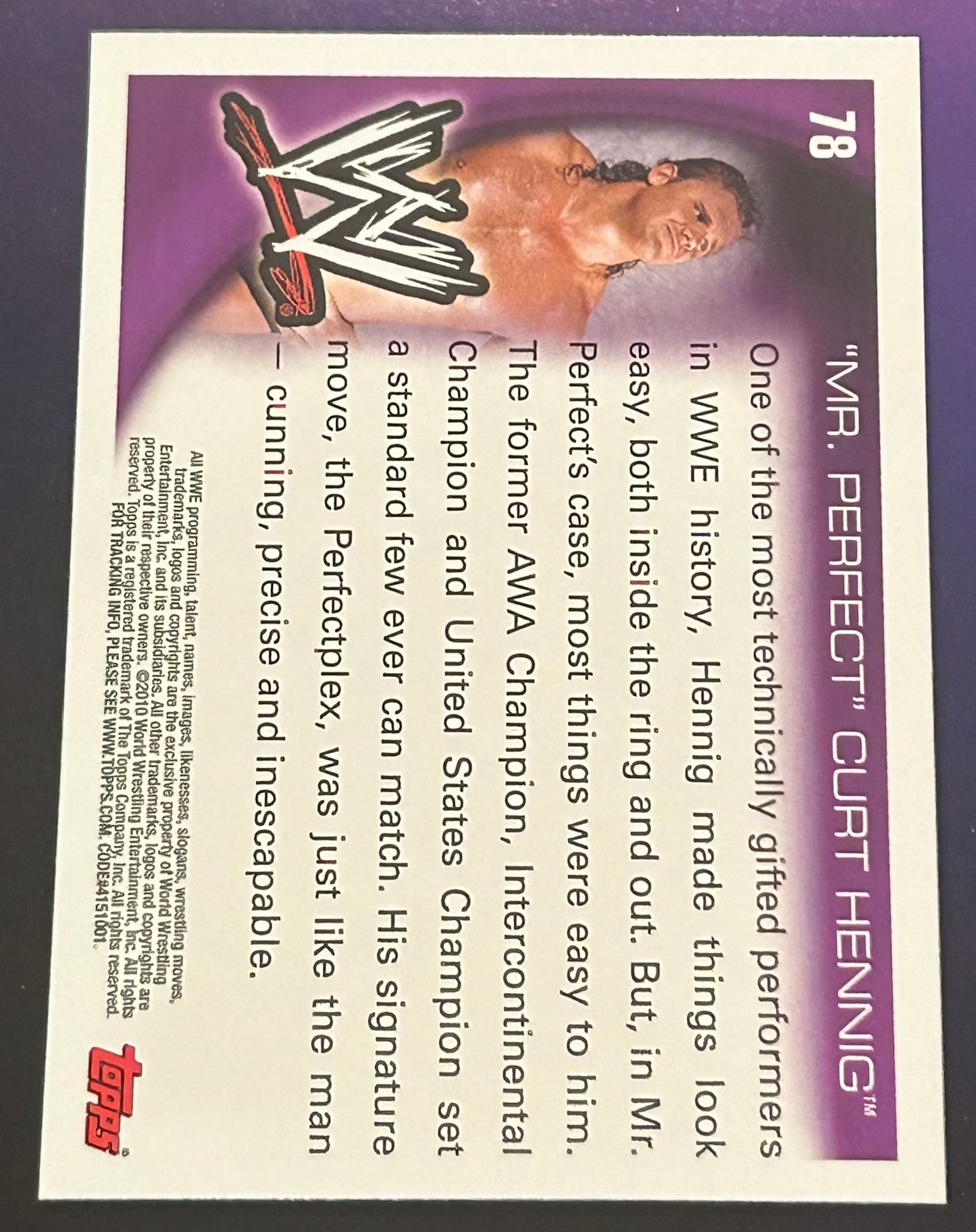 * Mr Perfect 2010 WWE Topps Card