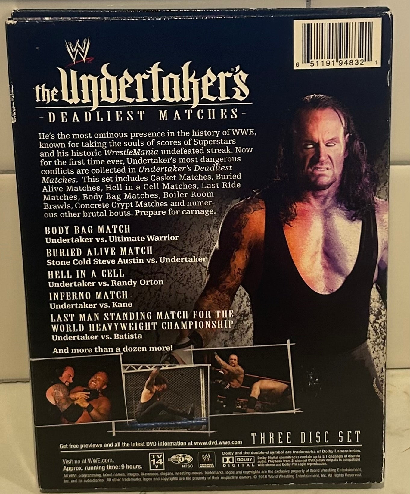 + WWE DVD “The Undertaker’s Deadliest Matches” (3-Disc Set)