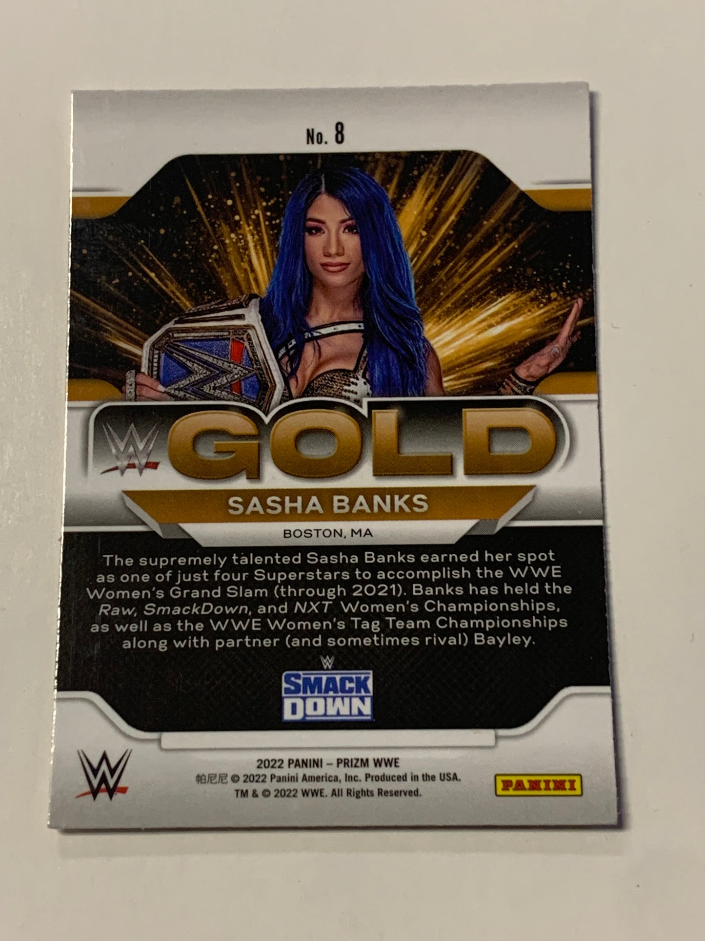 Sasha Banks 2022 WWE Prizm “Gold” Insert Card