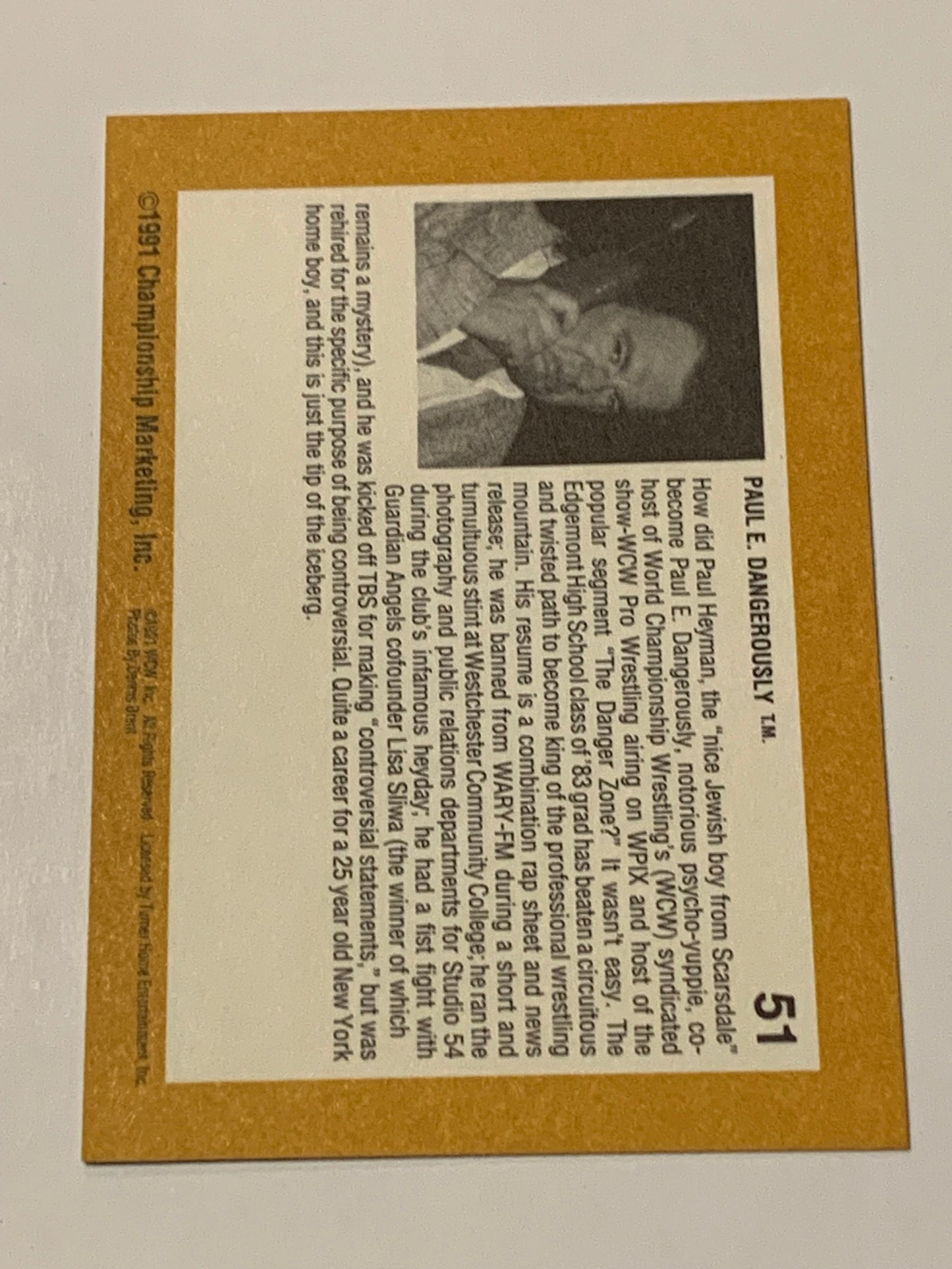 Paul Heyman 1991 WCW ROOKIE Card #51 (WWE Hall of Fame)