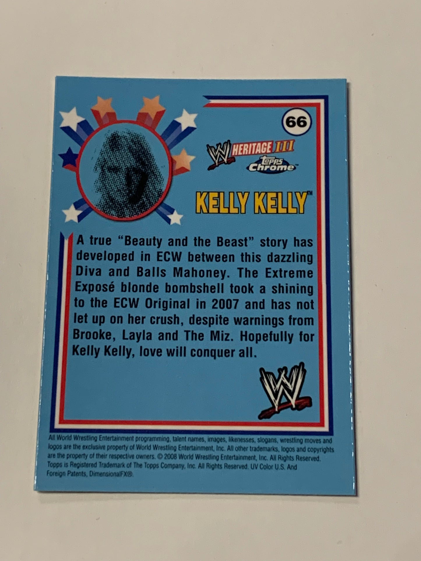 Kelly Kelly 2008 WWE Topps Heritage Chrome Signed ROOKIE COA
