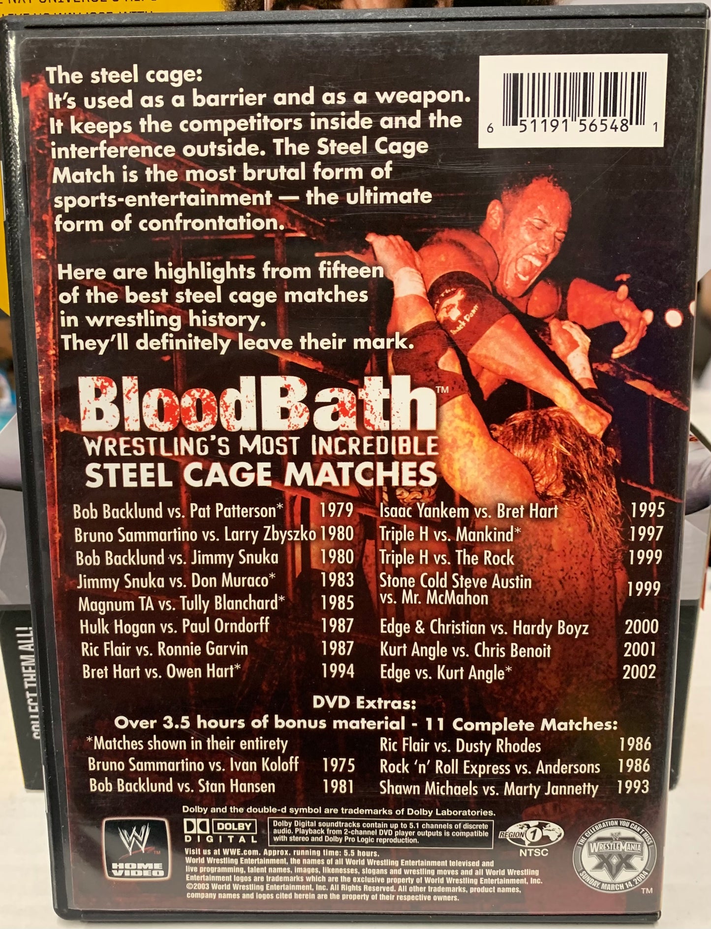 WWE DVD “Bloodbath, Wrestling’s Most Incredible Steel Cage Matches” 2-Disc Set (Stone Cold, The Rock, Jimmy Snuka, Hulk Hogan & much more)