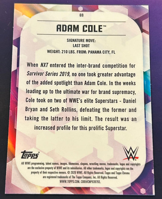 * Adam Cole 2020 NXT WWE Topps Chrome Card