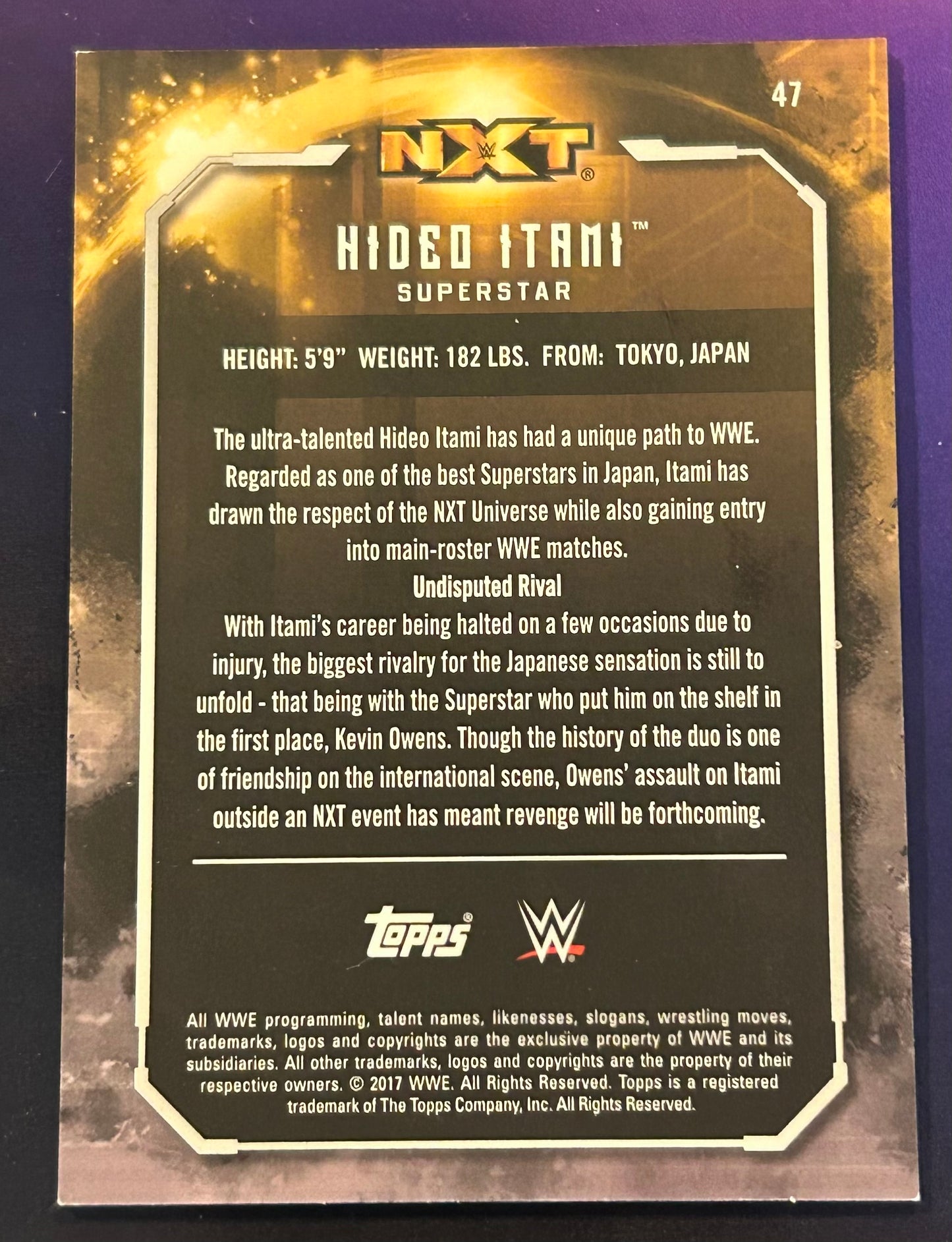 * Hideo Itami (Kenta) 2017 NXT WWE Topps Undisputed BLUE Variation Card