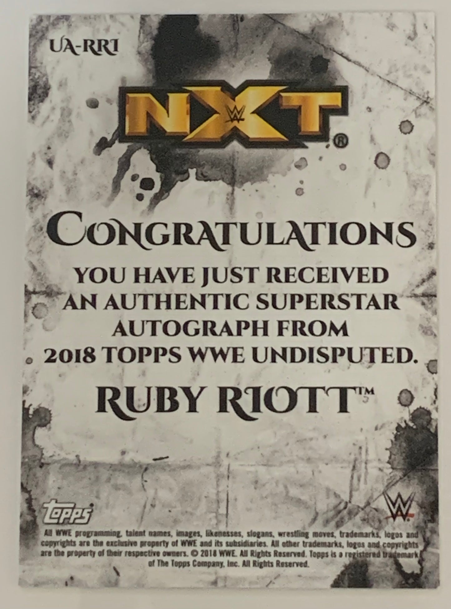Ruby Riott 2018 WWE Topps Undisputed Signed On Card Auto #/199 Rookie