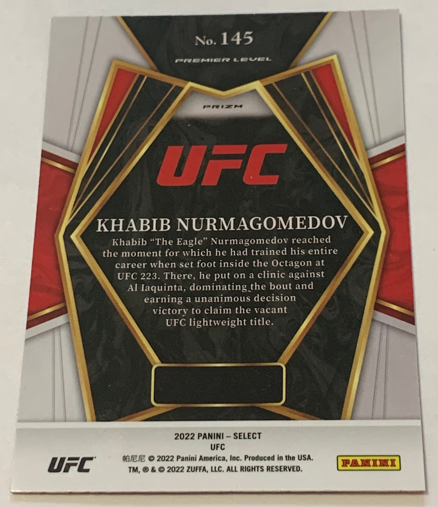 Khabib Nurmagomedov 2022 UFC Panini Select Orange Flash Prizm Concourse Card