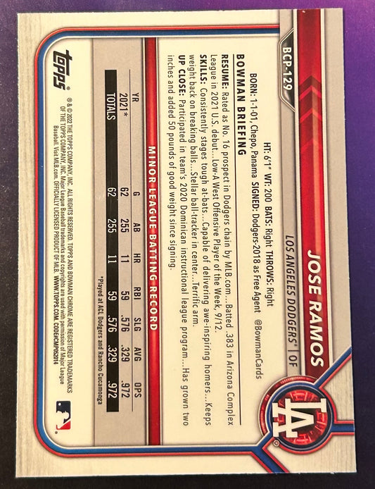 * Jose Ramos 2022 Bowman Chrome MOJO 1st Rookie Card DODGERS